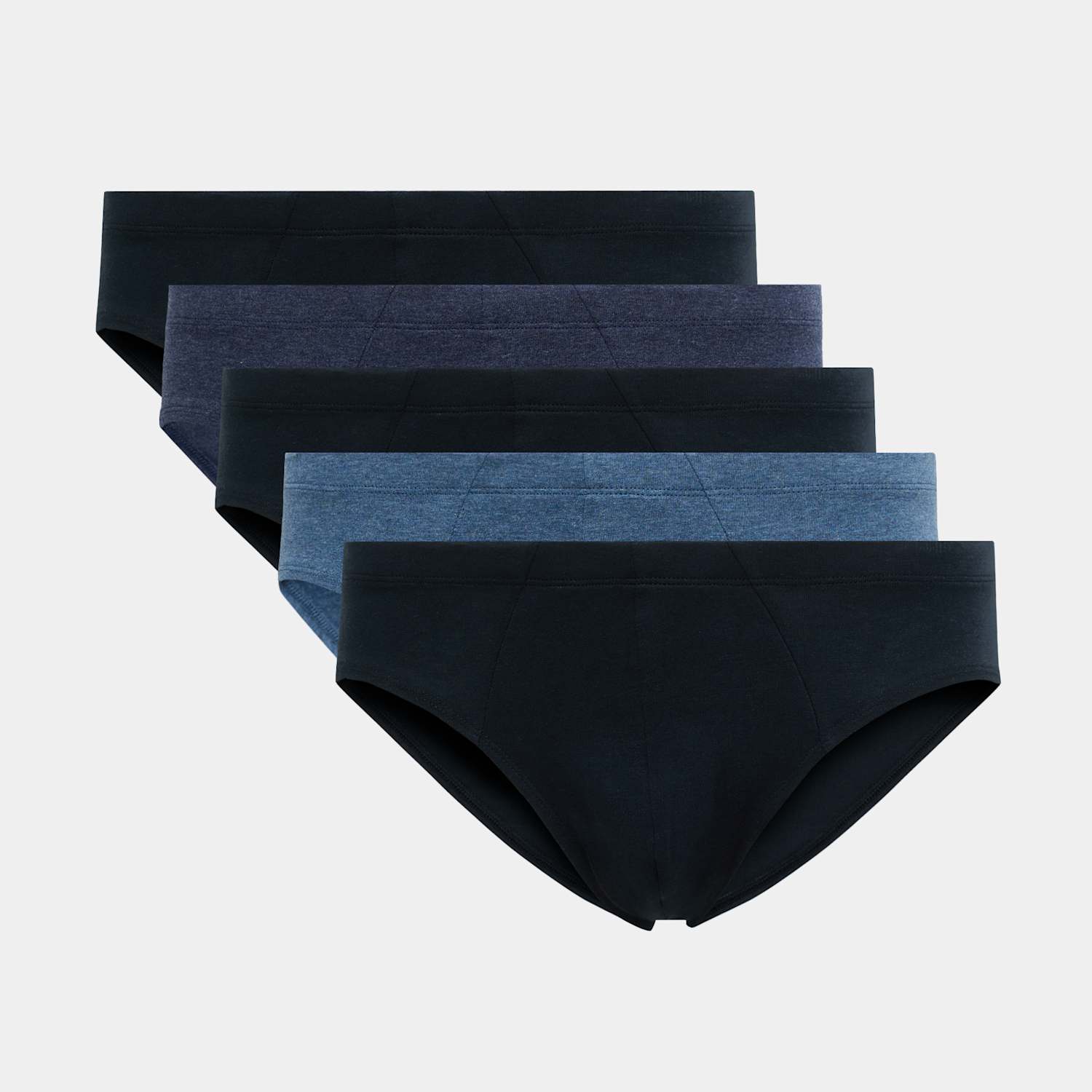 M&S Men's 5 Pack Pure Cotton Cool & Fresh Briefs - M - Denim Mix