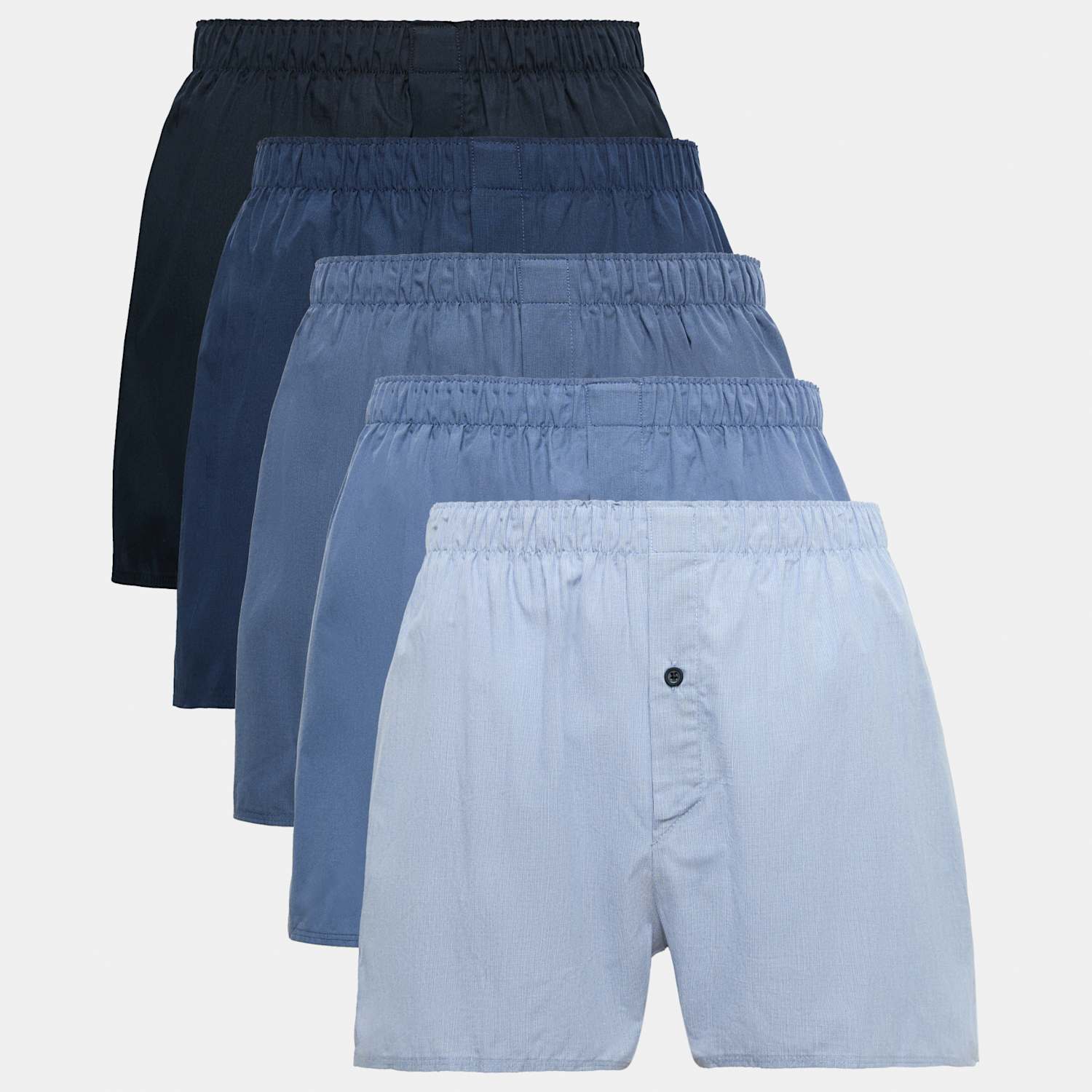 M&S Men's 5pk Pure Cotton Woven Boxers - L - Blue Mix