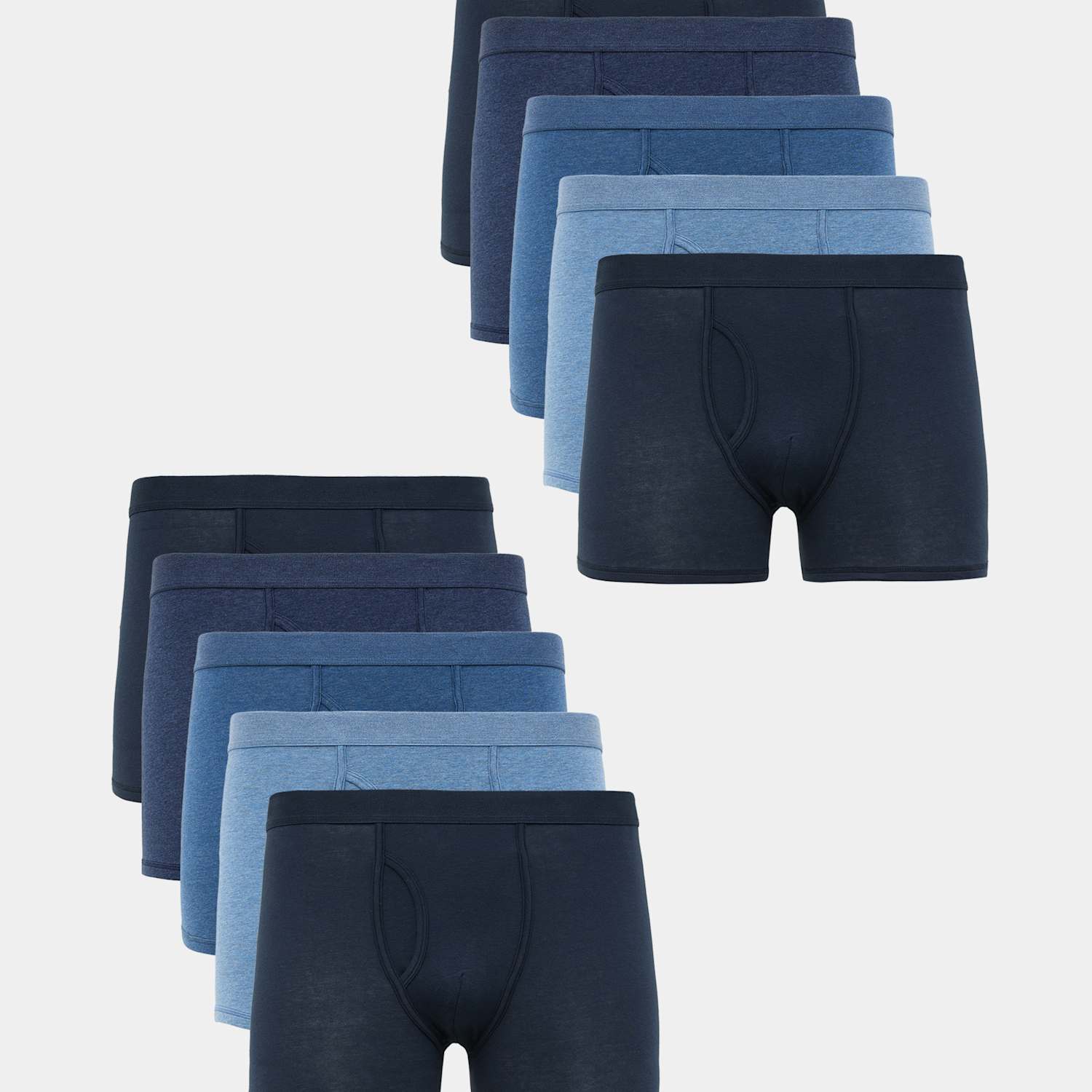 M&S Men's 10 Pack Cotton Rich Cool & Fresh Trunks - S - Navy Mix