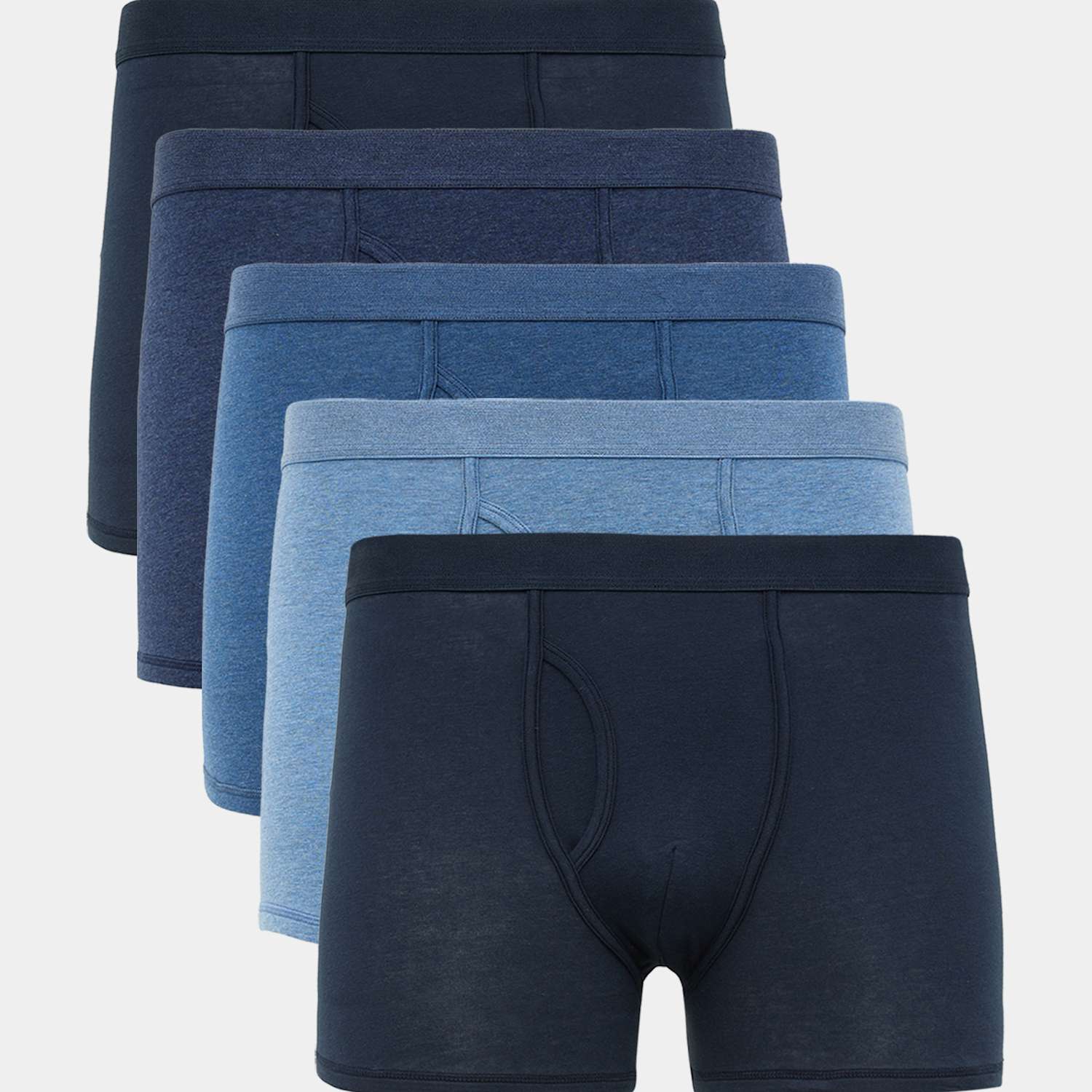 M&S Men's 5 Pack Cotton Stretch Cool & Fresh Marl Trunks - L - Navy Mix
