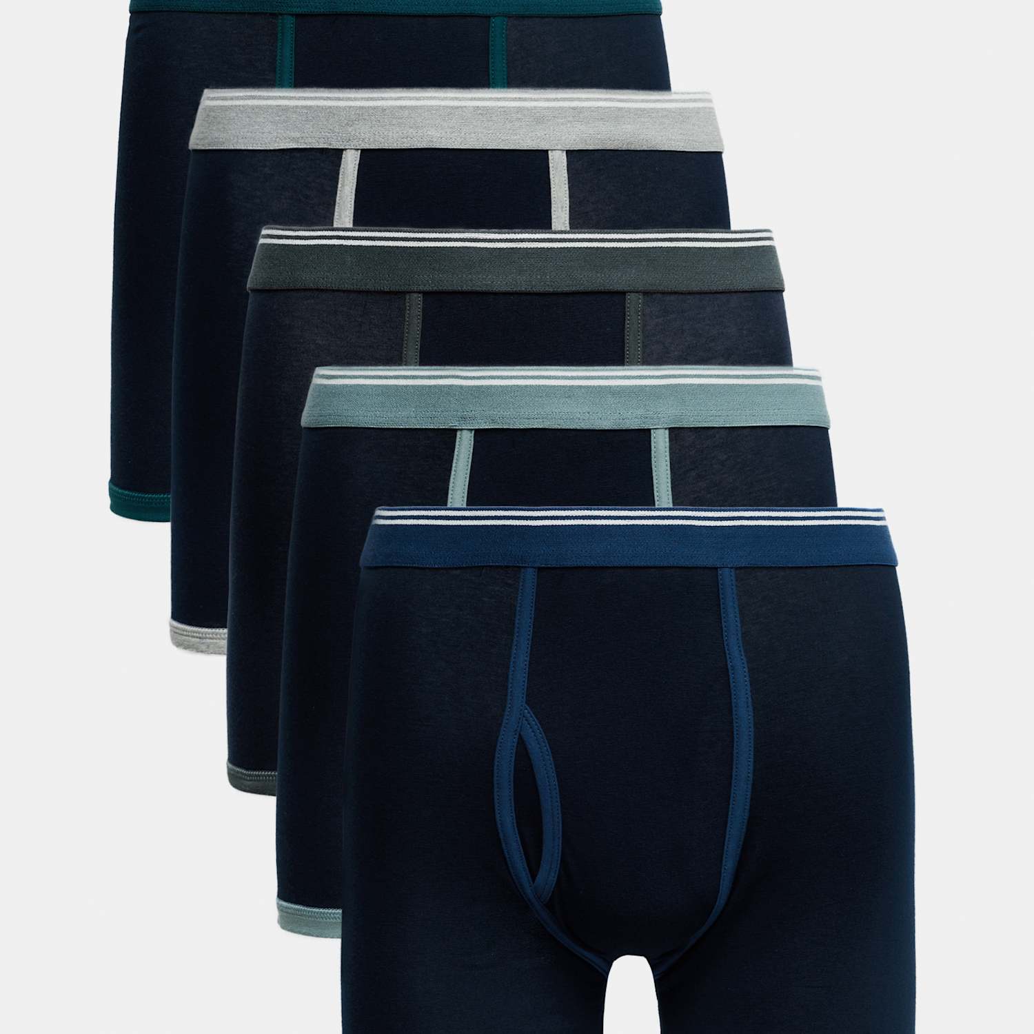 M&S Men's 5 Pack Cotton Stretch Cool & Fresh Trunks - 2XL - Navy Mix