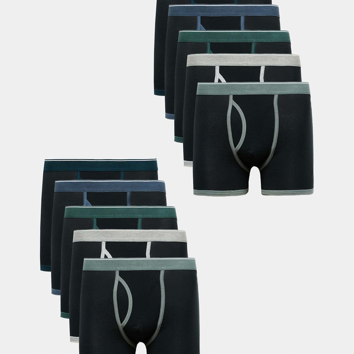M&S Men's 10 Pack Cotton Stretch Trunks - XL - Teal Mix