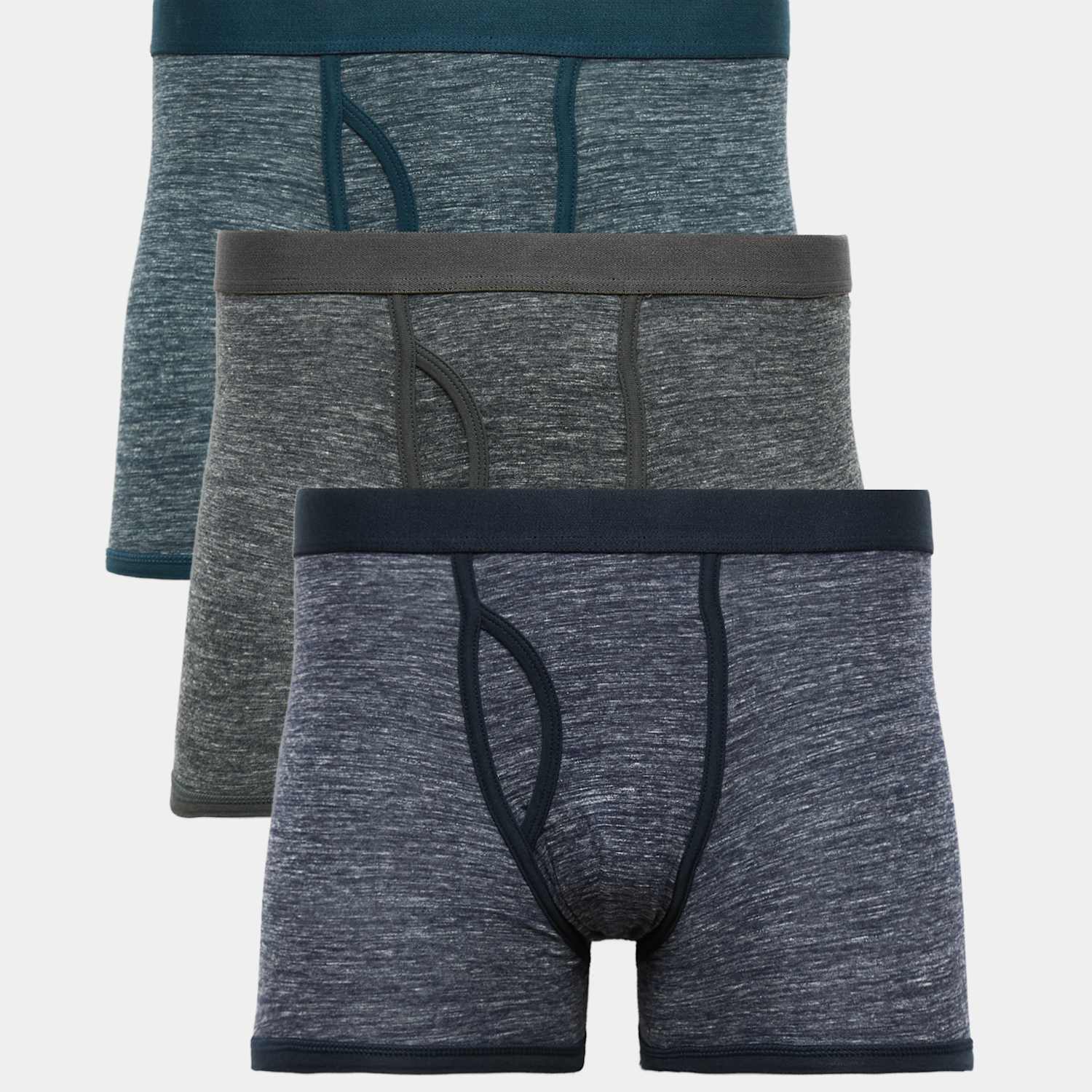 M&S Men's 3 Pack Cotton Stretch Space Dye Trunks - 2XL - Multi