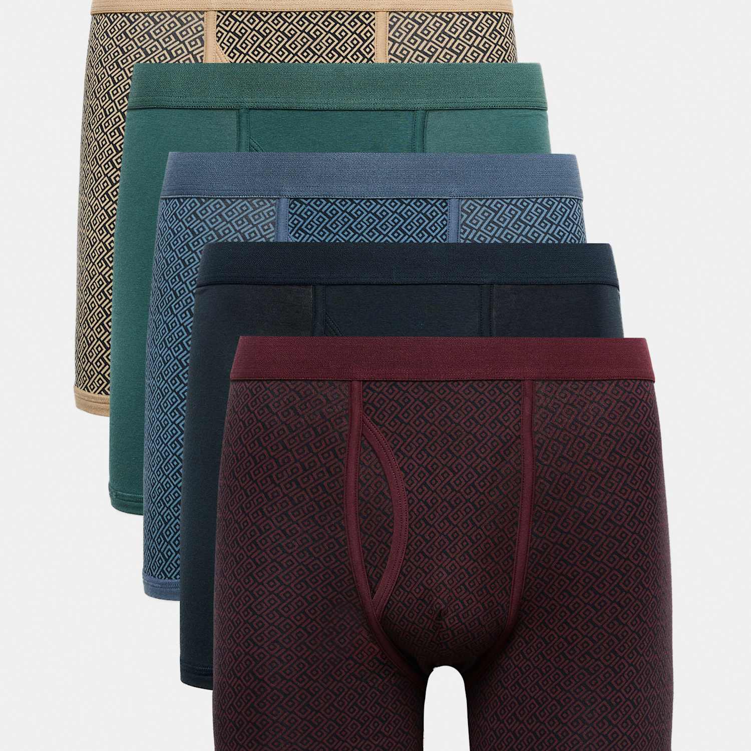 M&S Men's 5pk Cotton Stretch Geometric Trunks - S - Multi