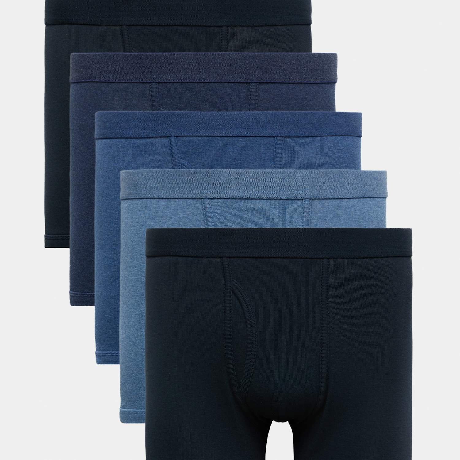 M&S Men's 5 Pack Pure Cotton Cool & Fresh Trunks - M - Navy Mix