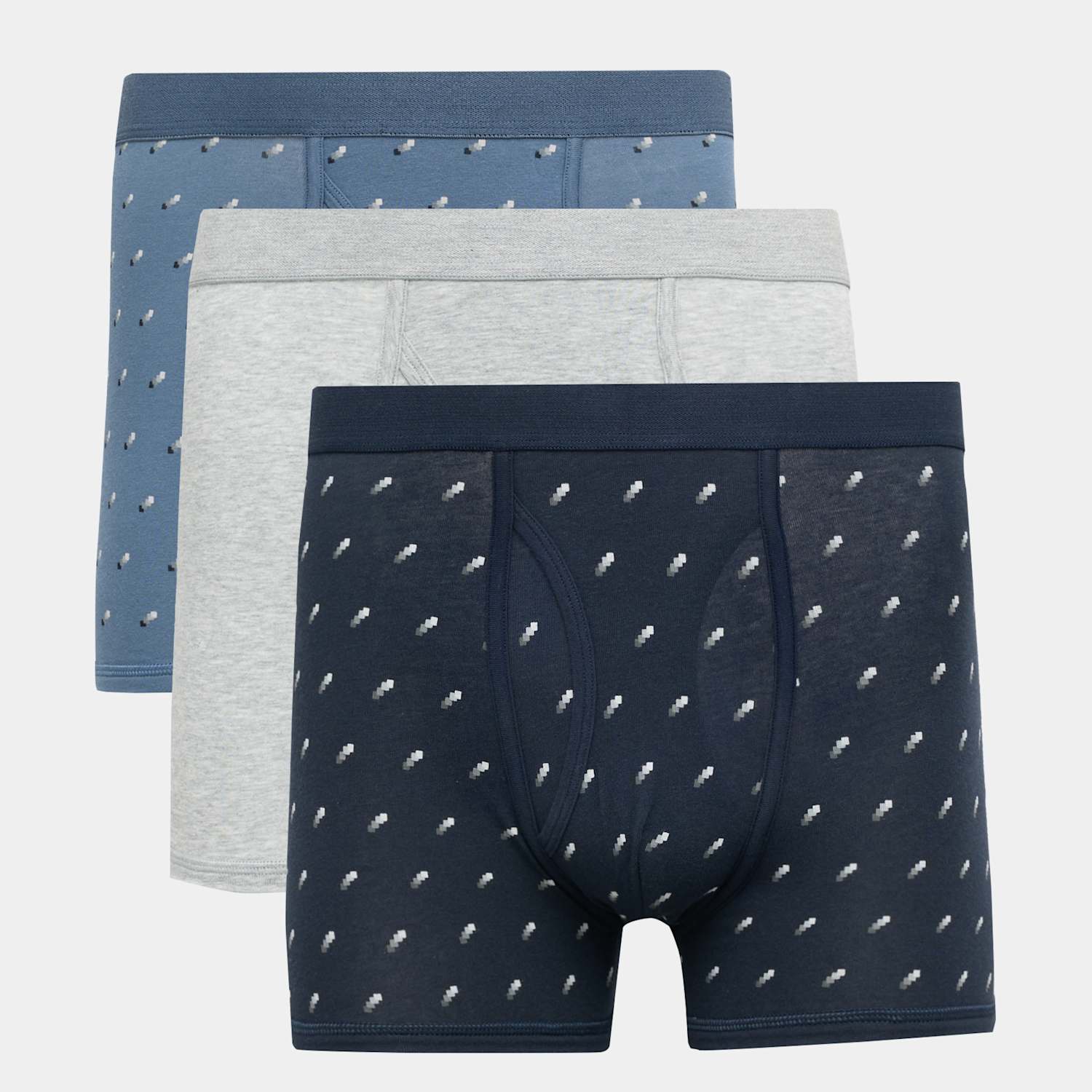M&S Men's 3 Pack Cotton Stretch Print Trunks - S - Blue Mix