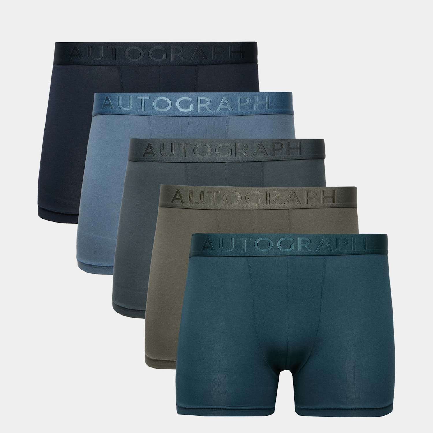 Autograph Men's 5 Pack Modal Rich 360 Flex Trunks - 2XL - Teal Mix