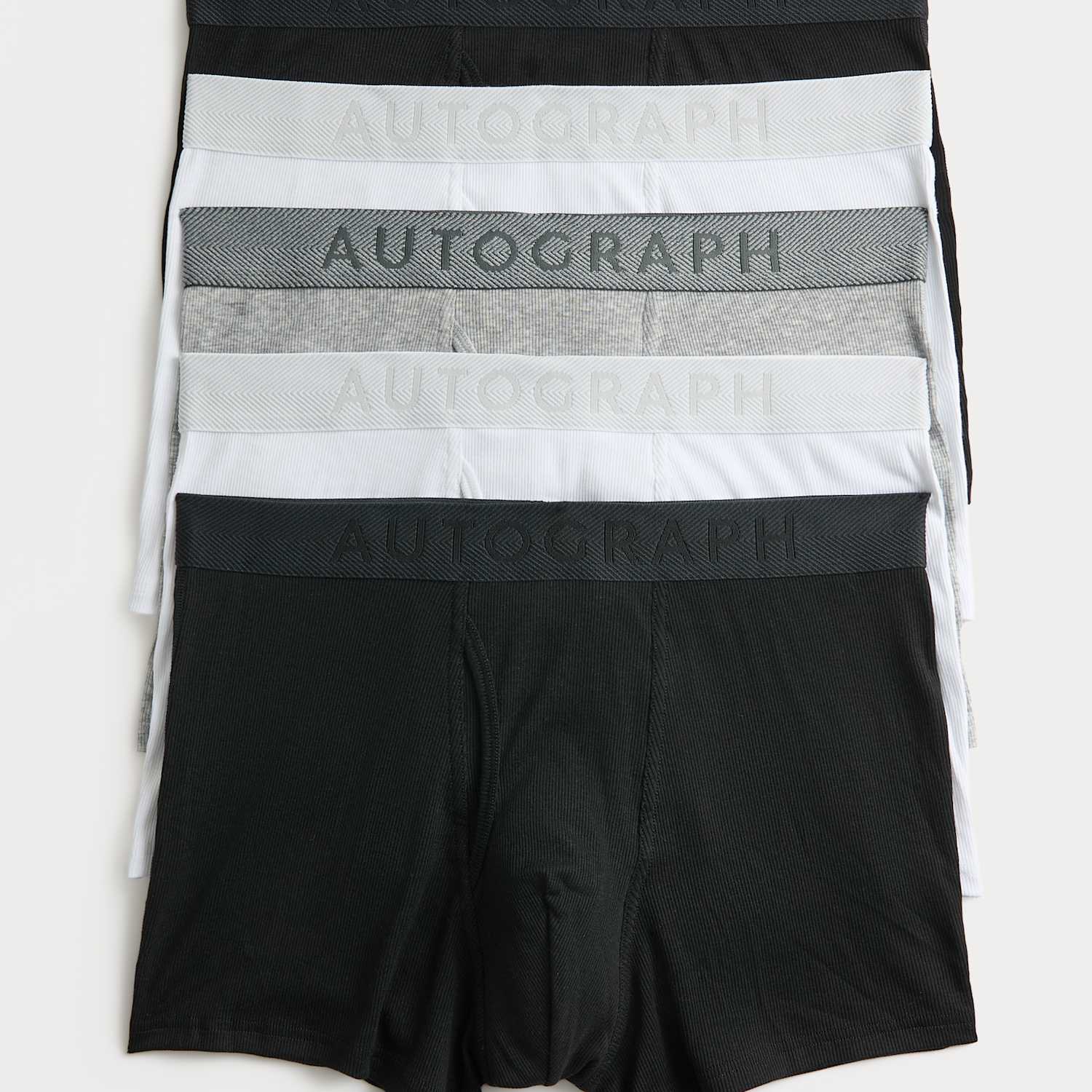 Autograph Men's 5 Pack Cotton Rich Ribbed Stretch Trunks - XL - Multi