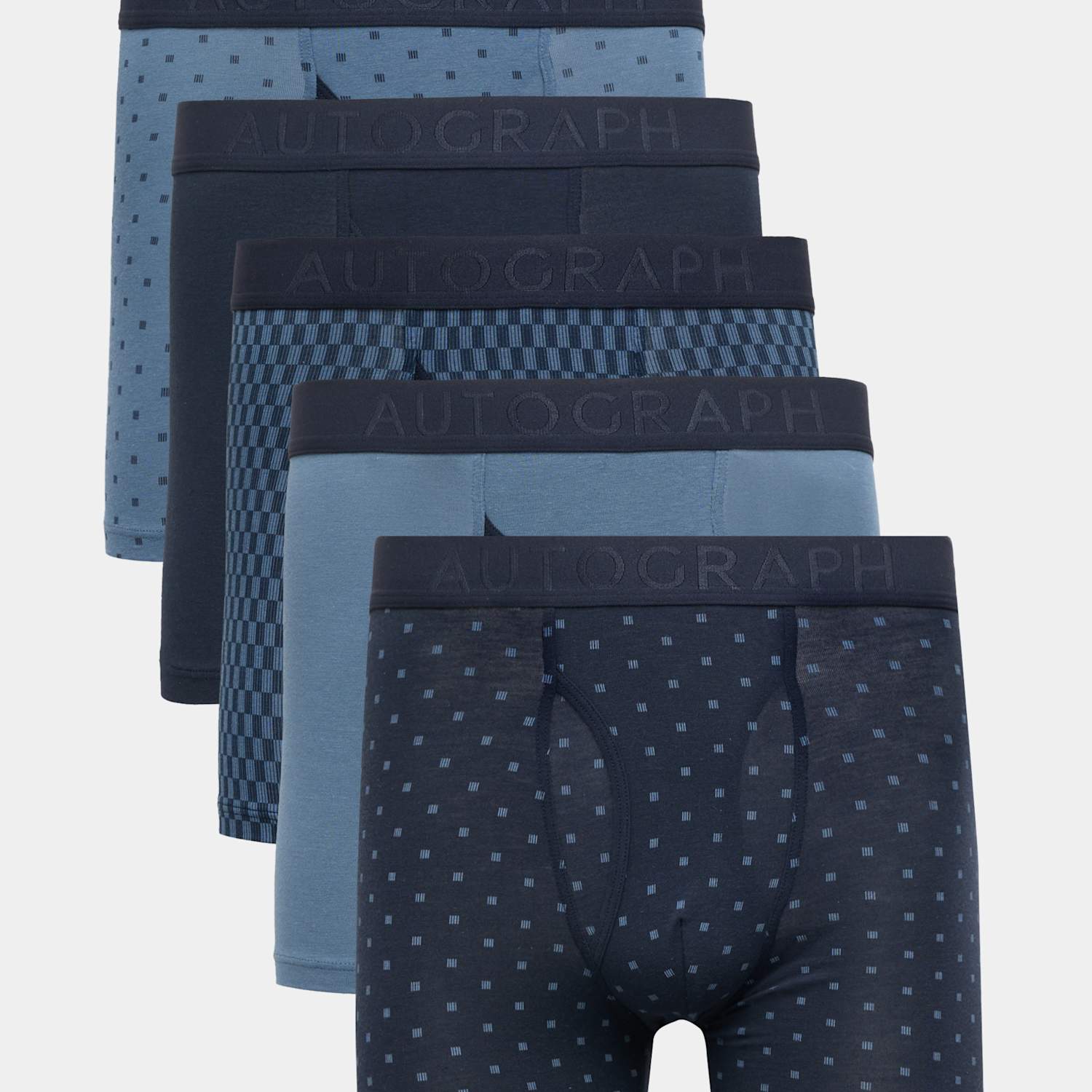 Autograph Men's 5 Pack Supersoft Geometric Trunks - M - Blue Mix