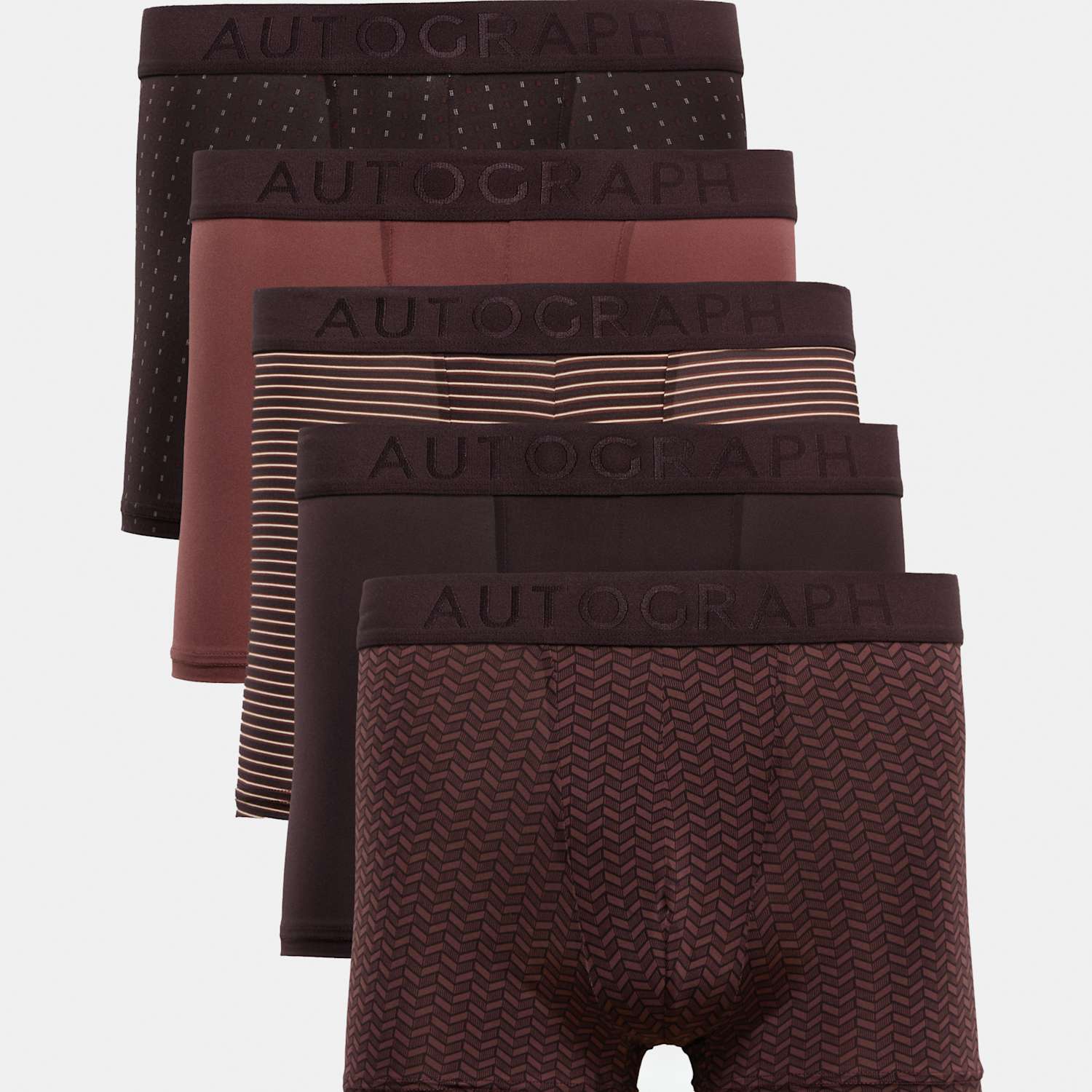 Autograph Men's 5pk Microskin Geometric Hipsters - XL - Burgundy Mix