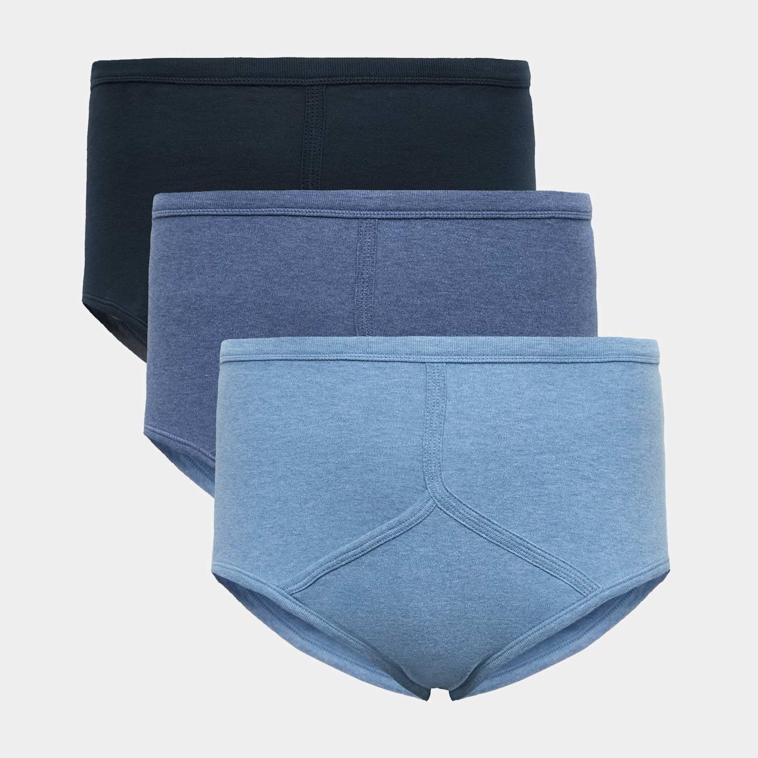M&S Men's 3 Pack Pure Cotton High Waist Briefs - L - Blue Mix
