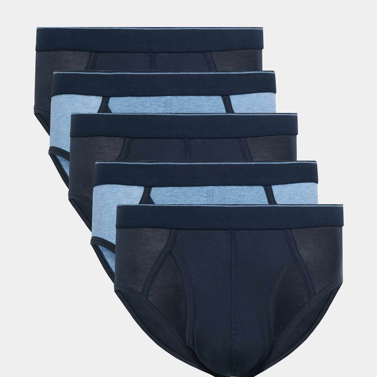 M&S Men's 5 Pack Cotton Stretch Cool & Fresh Briefs - XL - Denim Mix