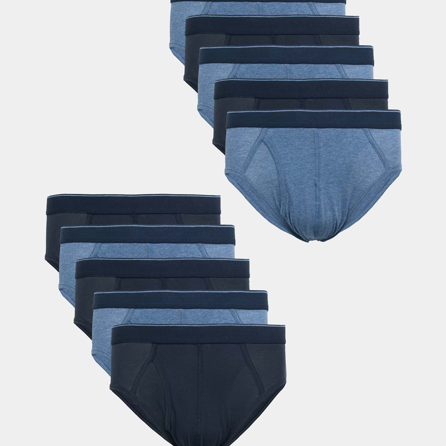 M&S Men's 10 Pack Cotton Stretch Cool & Fresh Briefs - S - Navy Mix