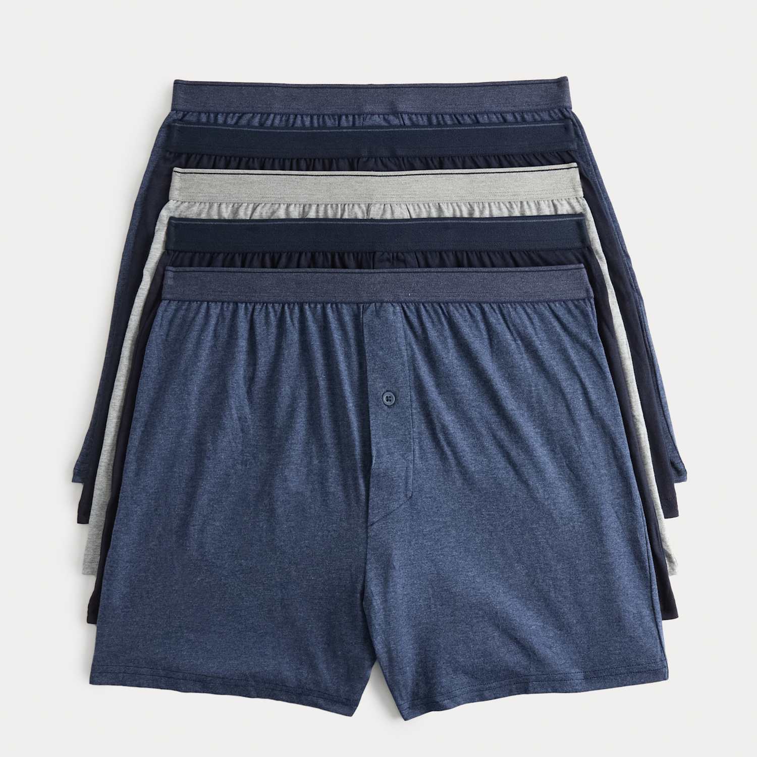 M&S Men's 5 Pack Pure Cotton Cool & Fresh Jersey Boxers - XL - Denim Mix