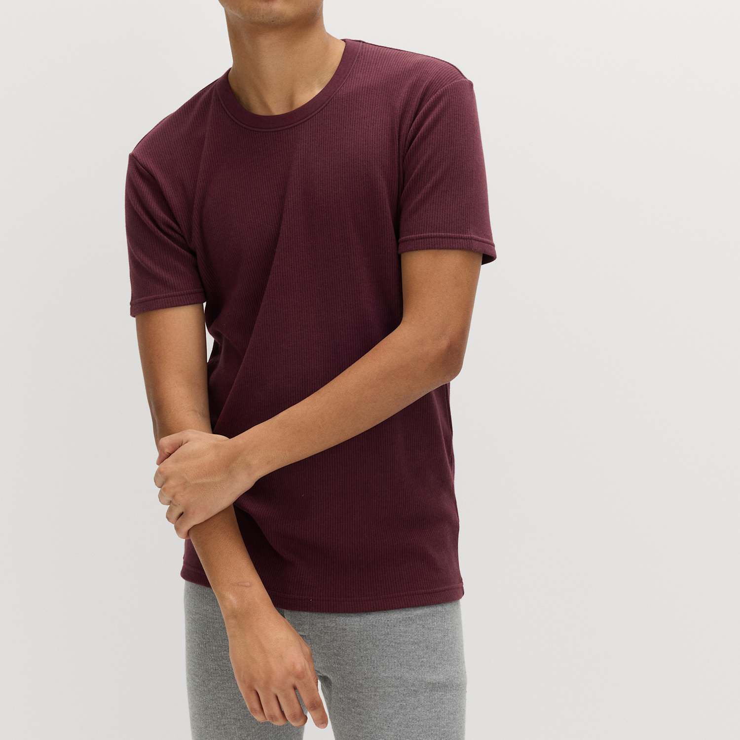 M&S Men's Heatgen Medium Thermal Short Sleeve Top - S - Burgundy