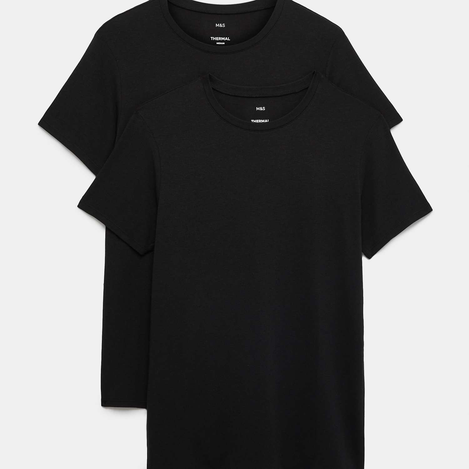 M&S Men's 2 Pack Heatgen Light Thermal Short Sleeve Tops - 2XL - Black