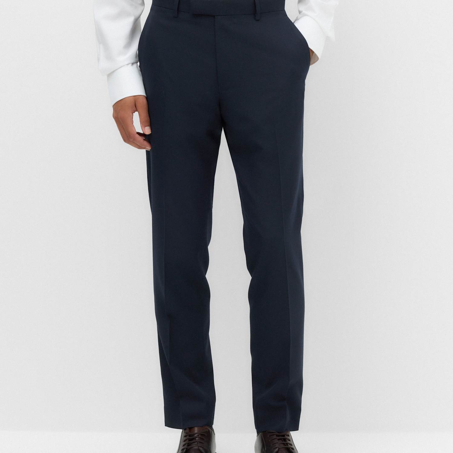 M&S Men's Tailored Fit Textured Suit Trousers - 42 - Navy