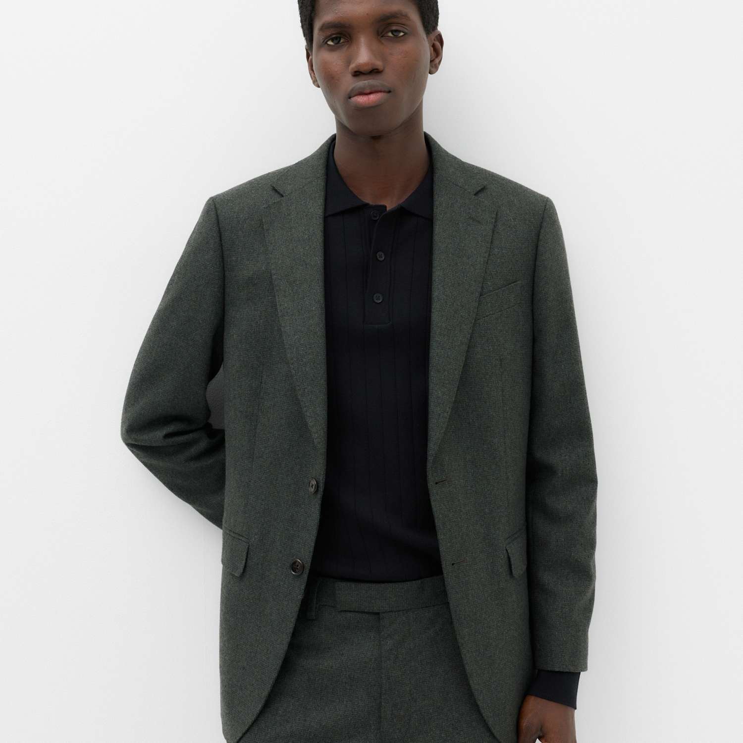 M&S Men's Tailored Fit Micro Check Tweed Jacket - 42 - Dark Evergreen