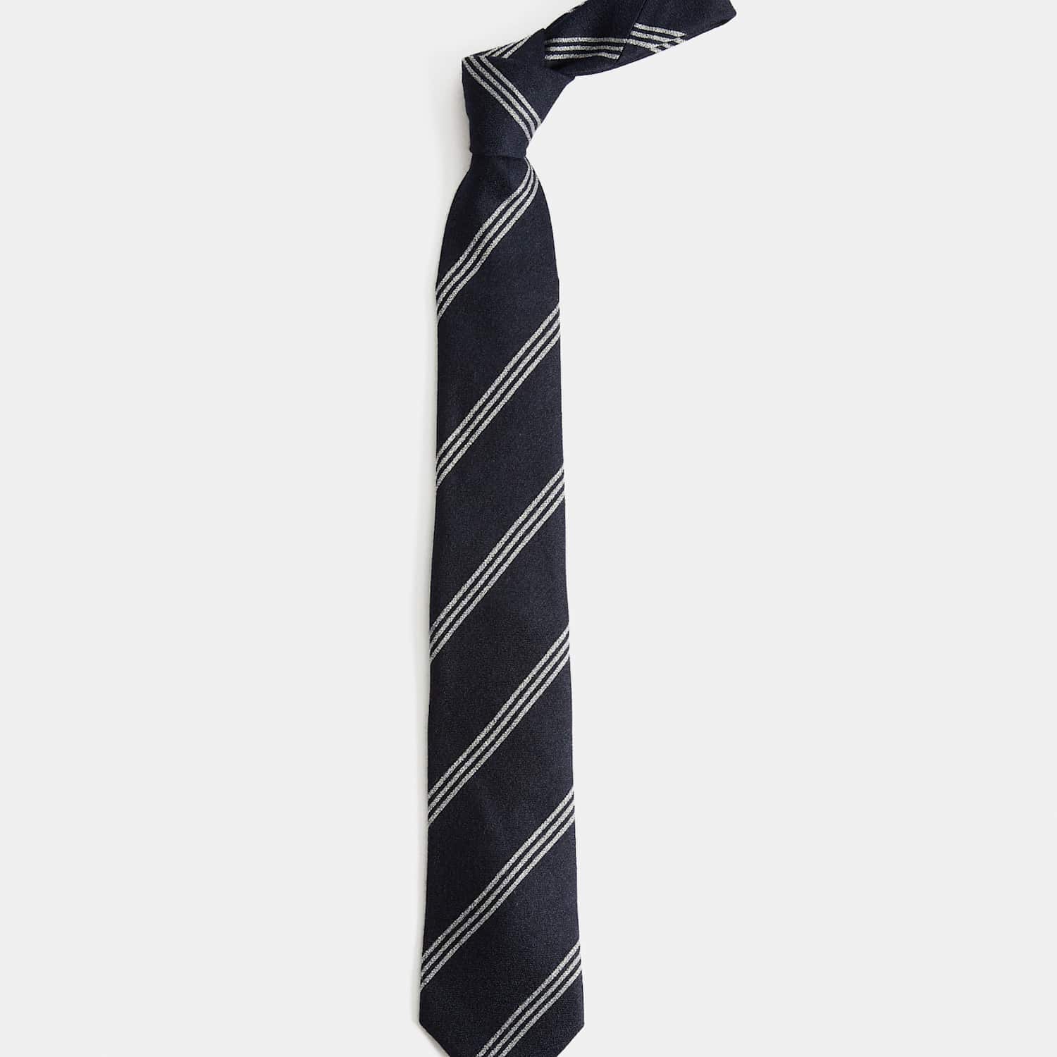 M&S Men's Wool Rich Triple Stripe Tie - Navy