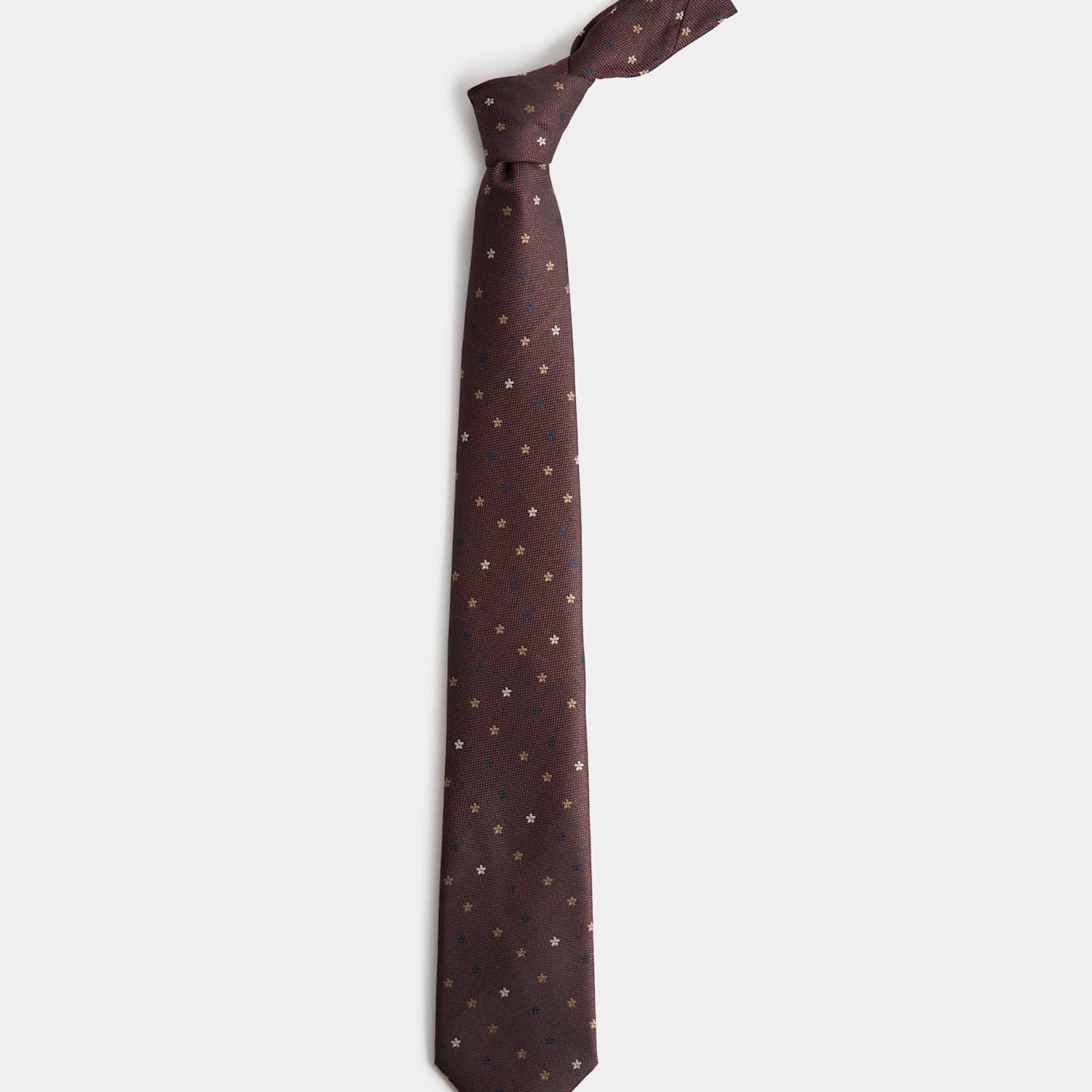 M&S Men's Ditsy Floral Tie - Burgundy