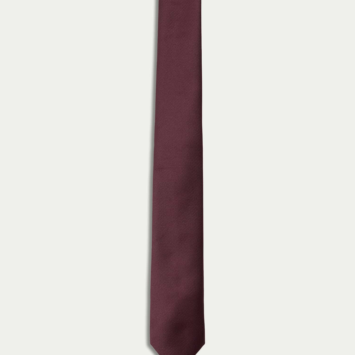 M&S Men's Machine Washable Skinny Plain Tie - Burgundy