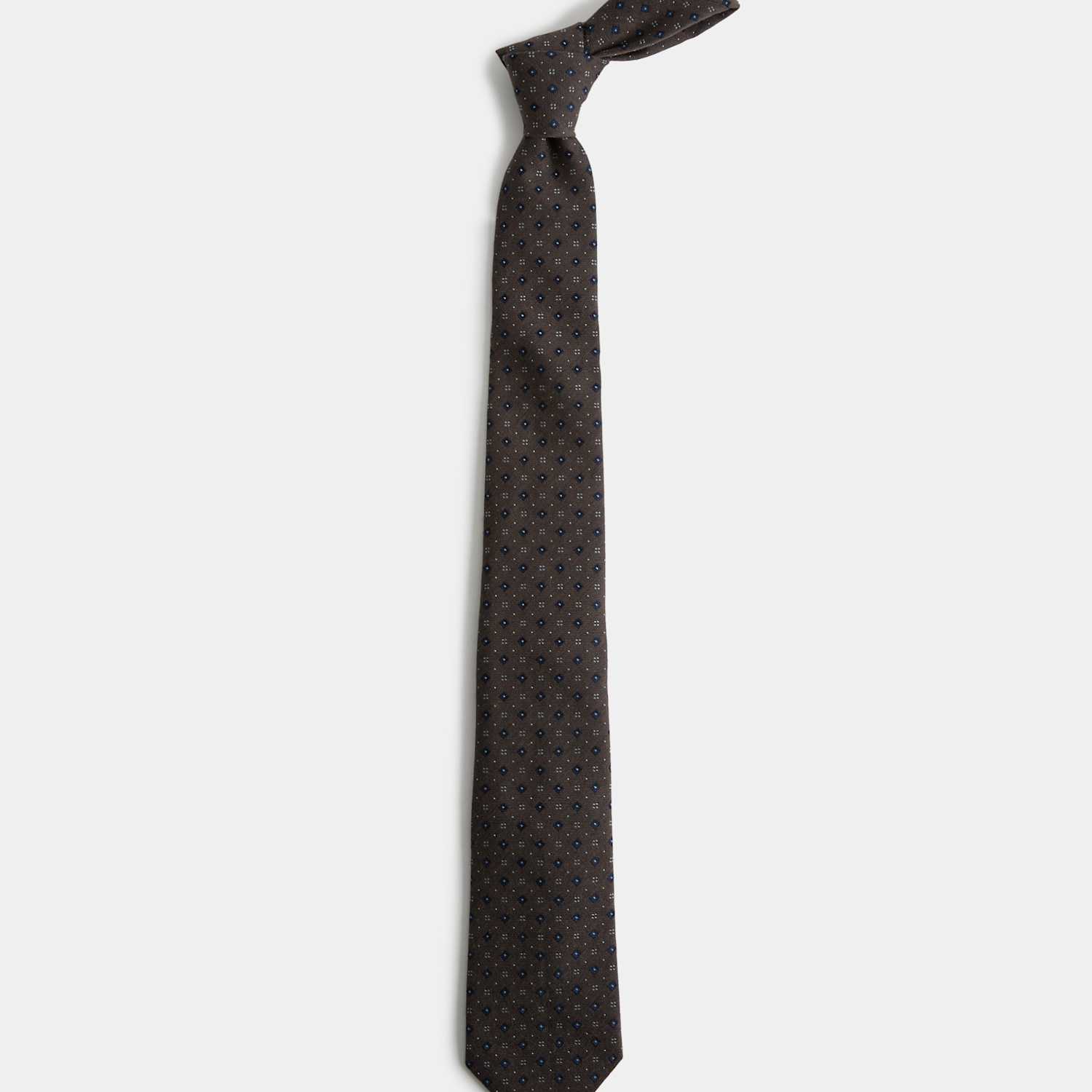 M&S Men's Multi Geometric Silk Wool Tie - Neutral