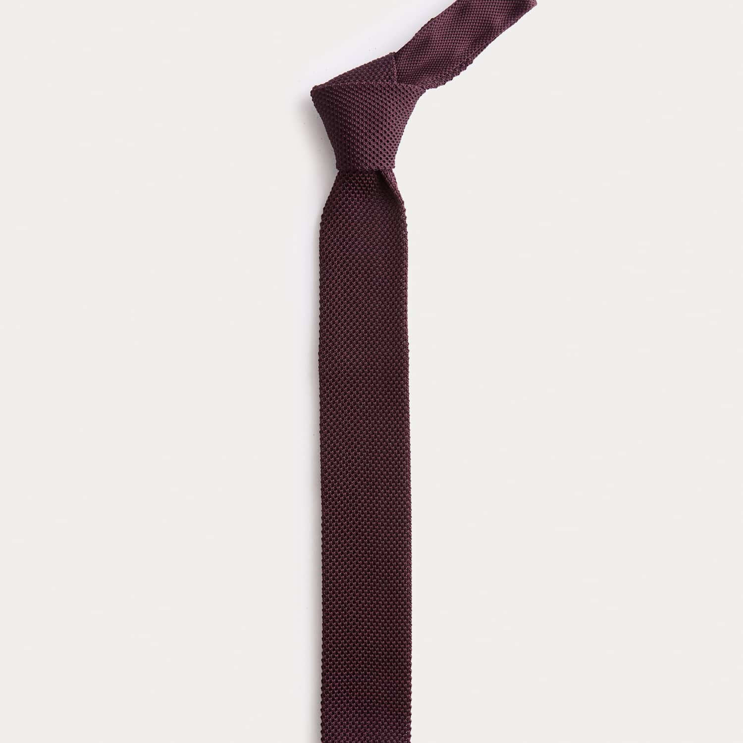 M&S Men's Textured Knitted Tie - Burgundy