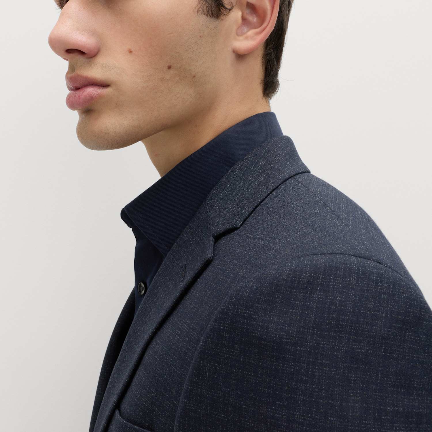M&S Men's Skinny Fit Textured Stretch Suit Jacket - 34 - Navy