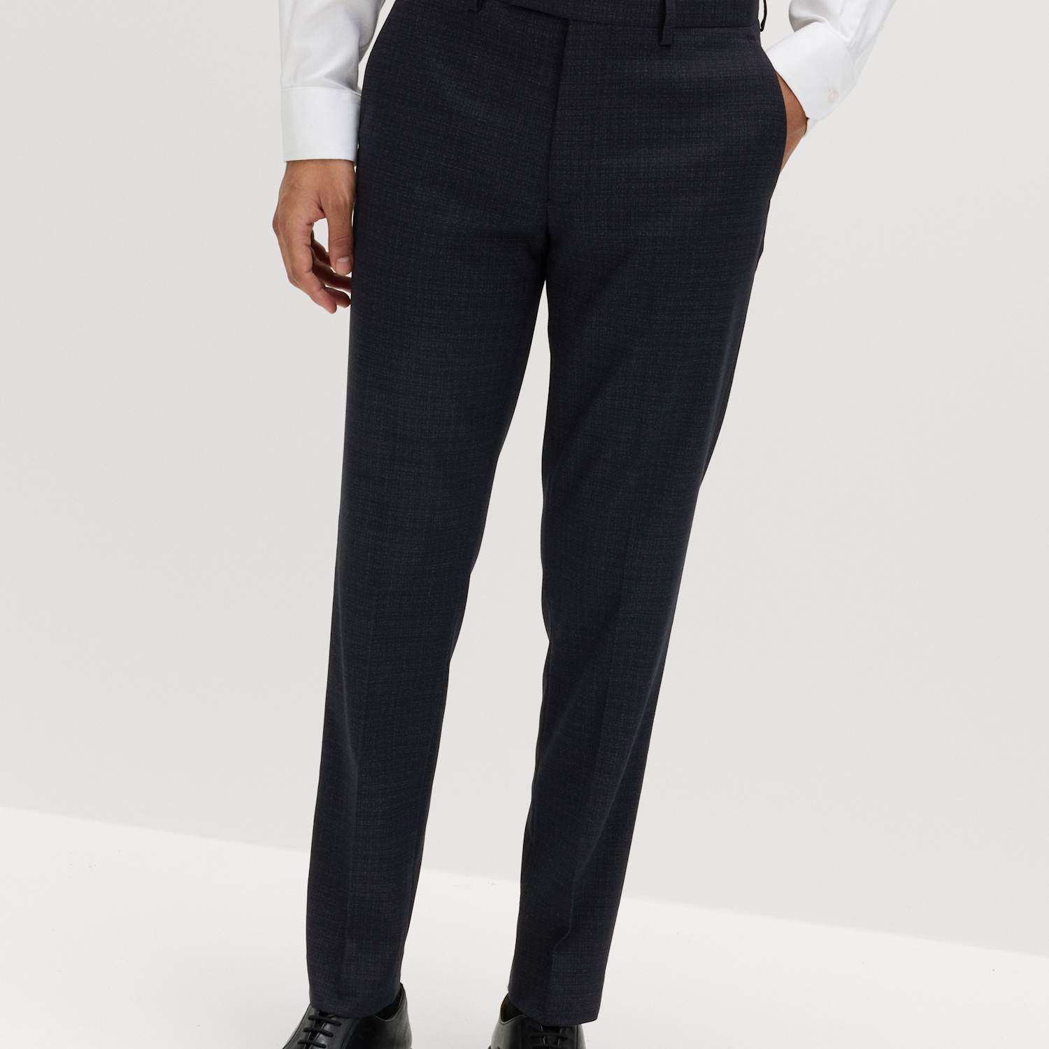 M&S Men's Slim Fit Textured Stretch Suit Trousers - 38 - Navy