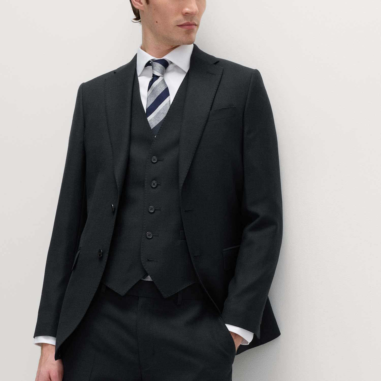 M&S Sartorial Men's Slim Fit Premium Pure Wool Suit Jacket - 42 - Navy