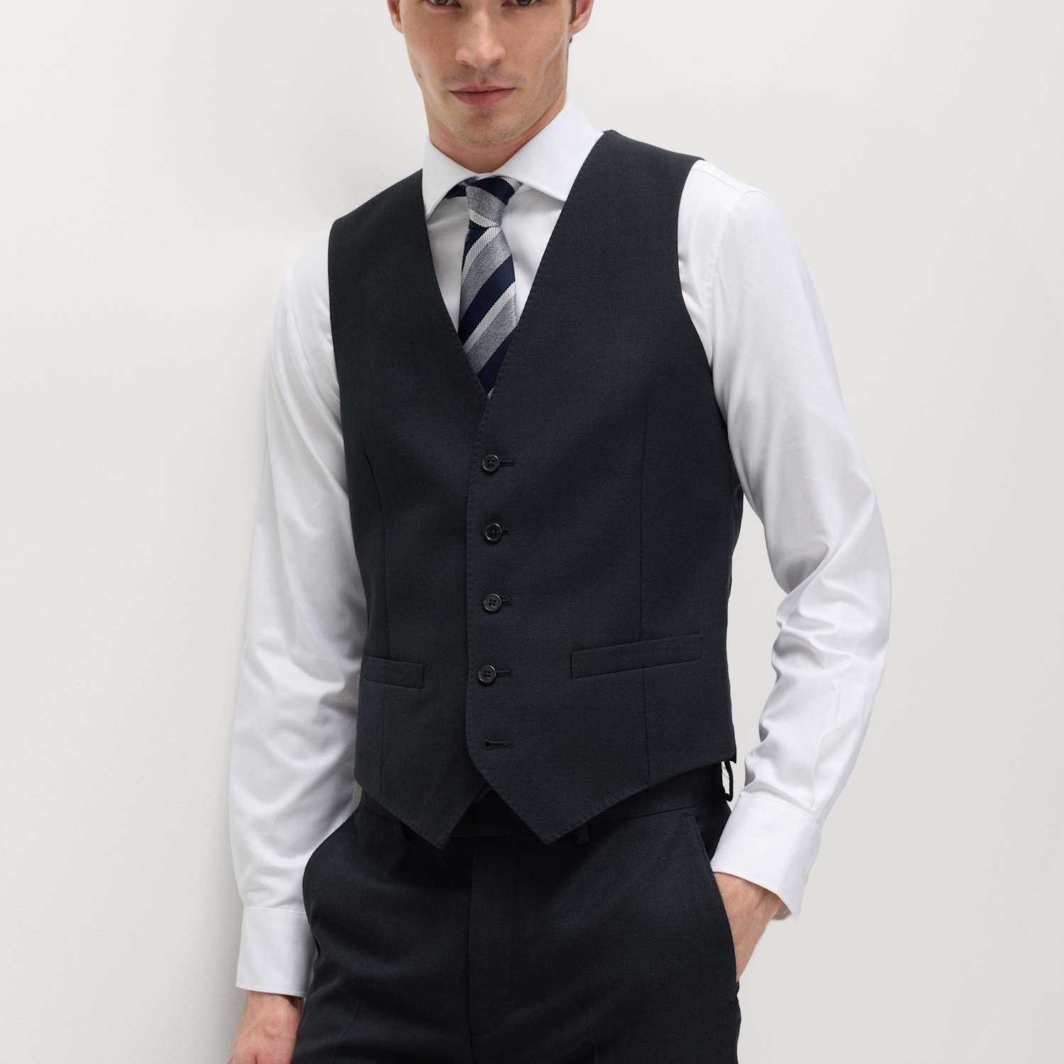 M&S Sartorial Men's Premium Pure Wool Waistcoat - 36 - Navy