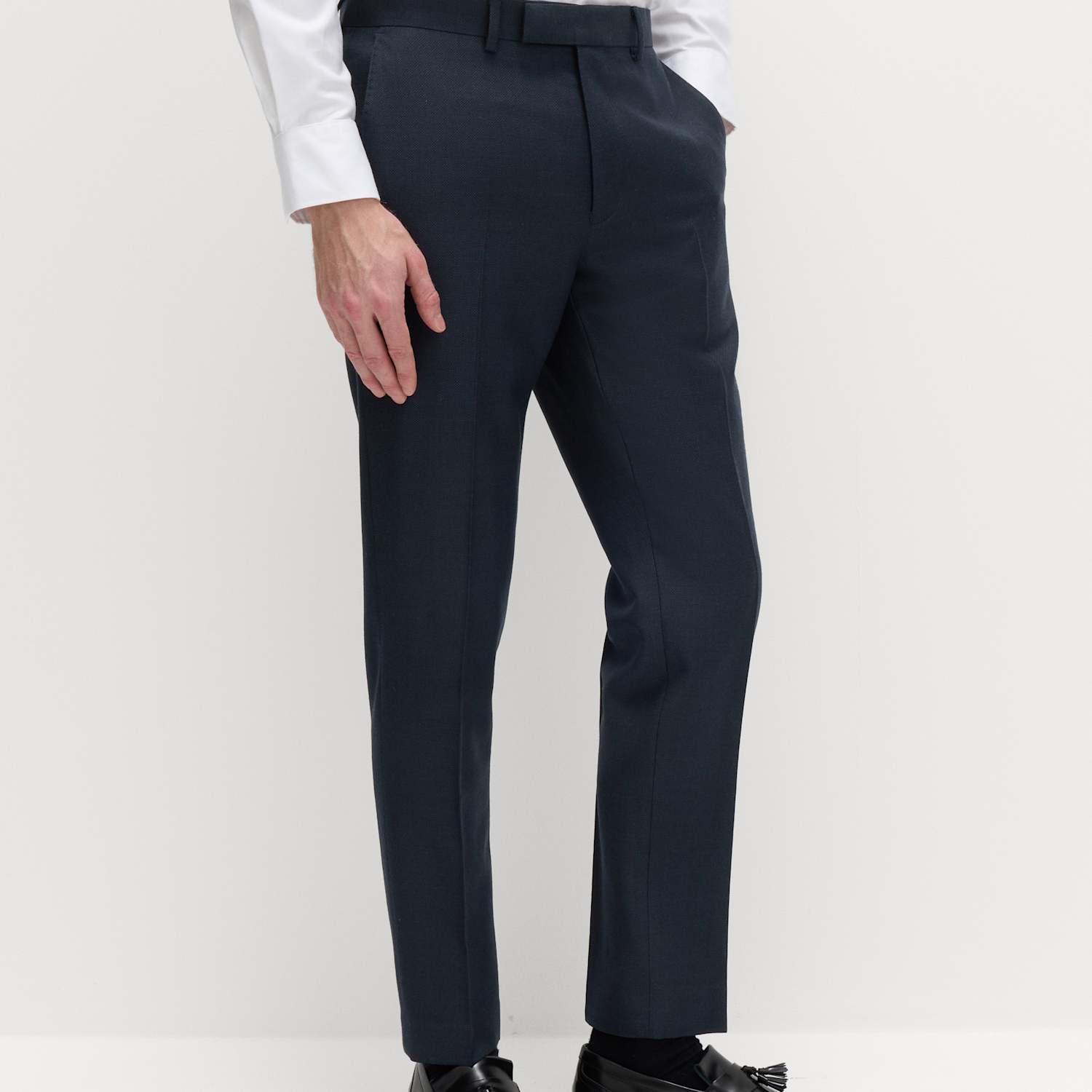M&S Sartorial Men's Slim Fit Premium Pure Wool Suit Trousers - 32 - Navy