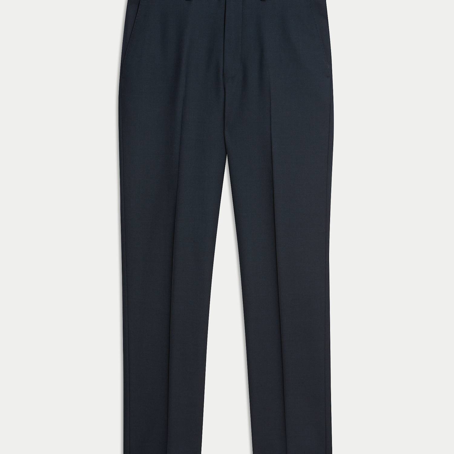 M&S Sartorial Men's Regular Fit Premium Pure Wool Suit Trousers - 42 - Navy