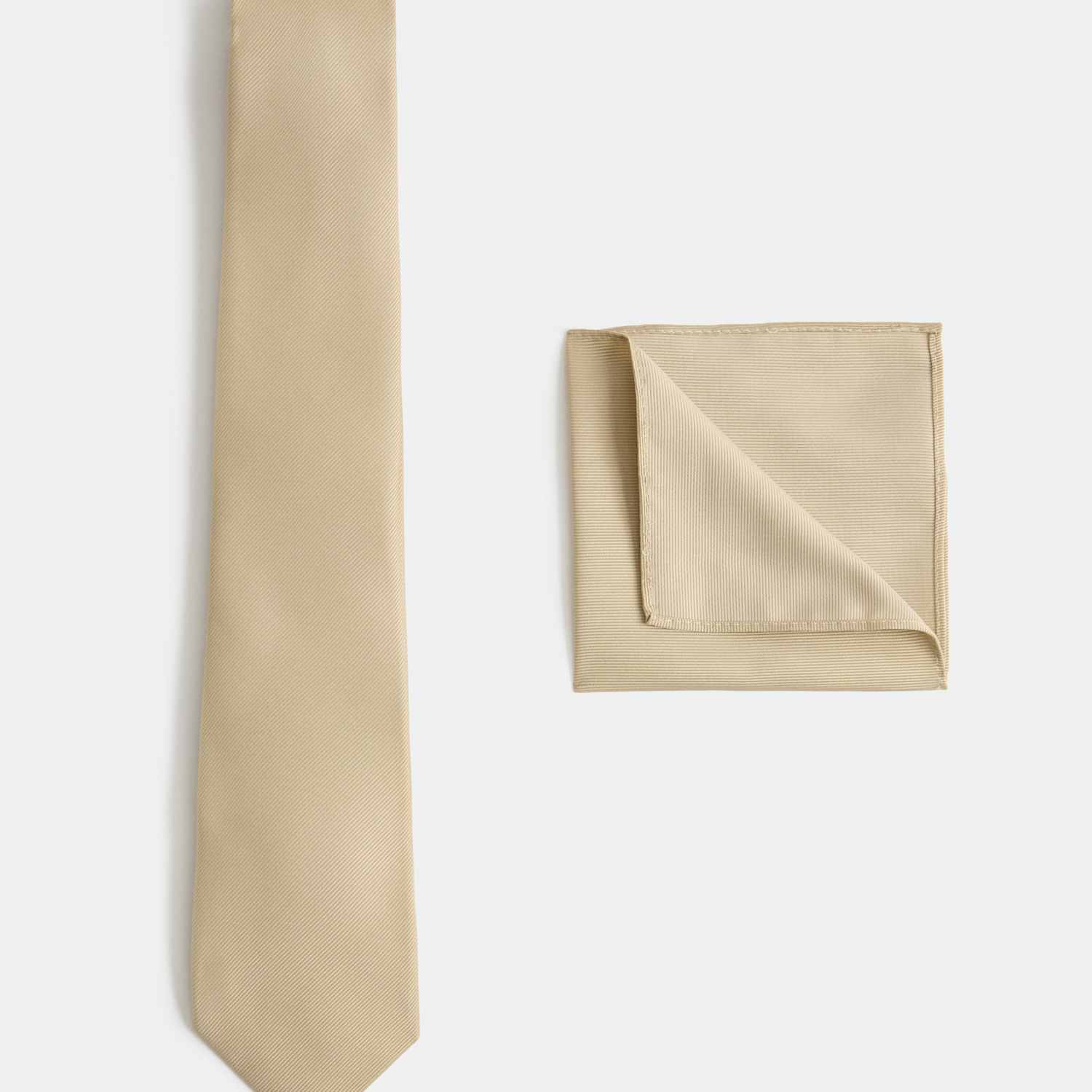 M&S Men's Tie & Pocket Square Set - Pale Gold