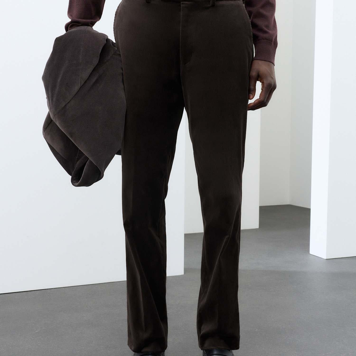 Autograph Men's Cotton Rich Velvet Stretch Trousers - M - Bitter Chocolate