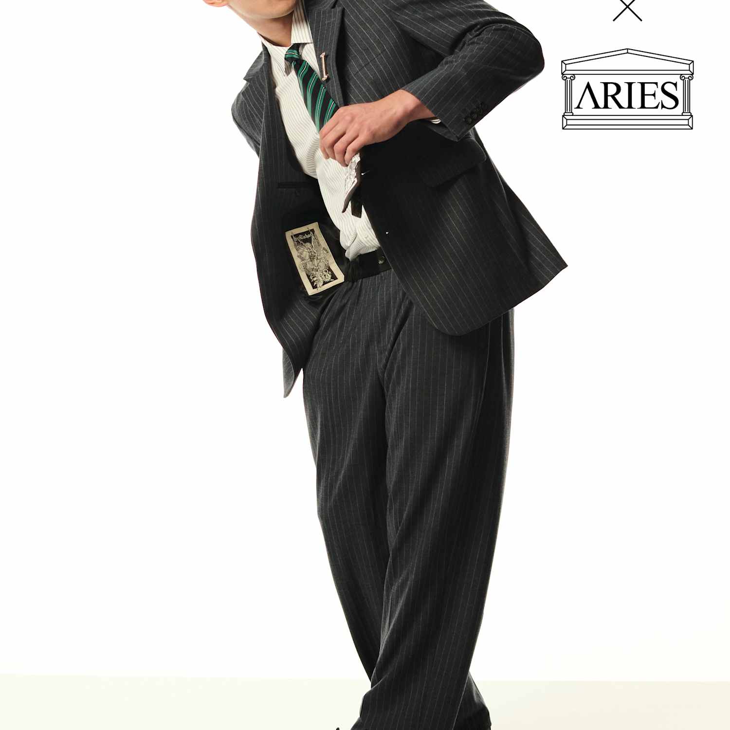 M&S X Aries Men's Relaxed Fit Striped Stretch Suit Jacket - XS - Grey Mix