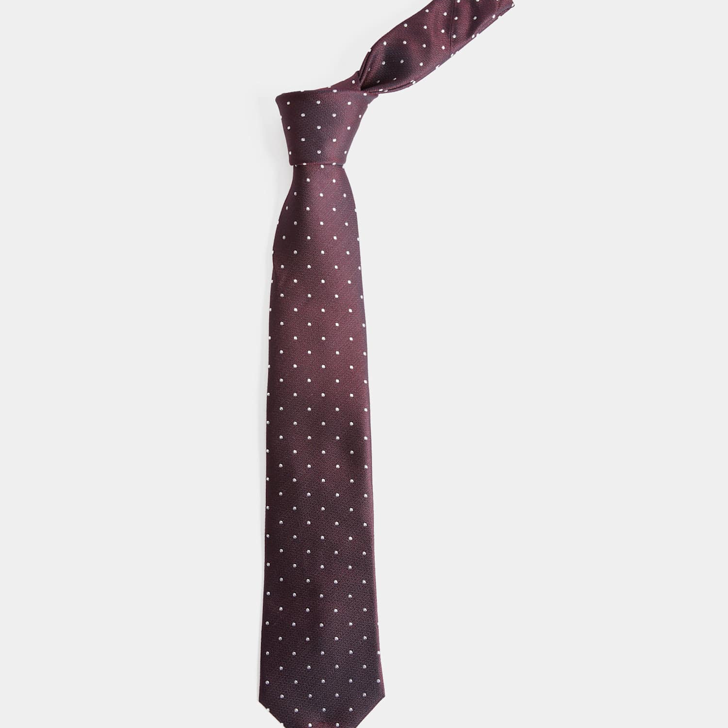 M&S Sartorial Men's Pure Silk Polka Dot Tie - Burgundy
