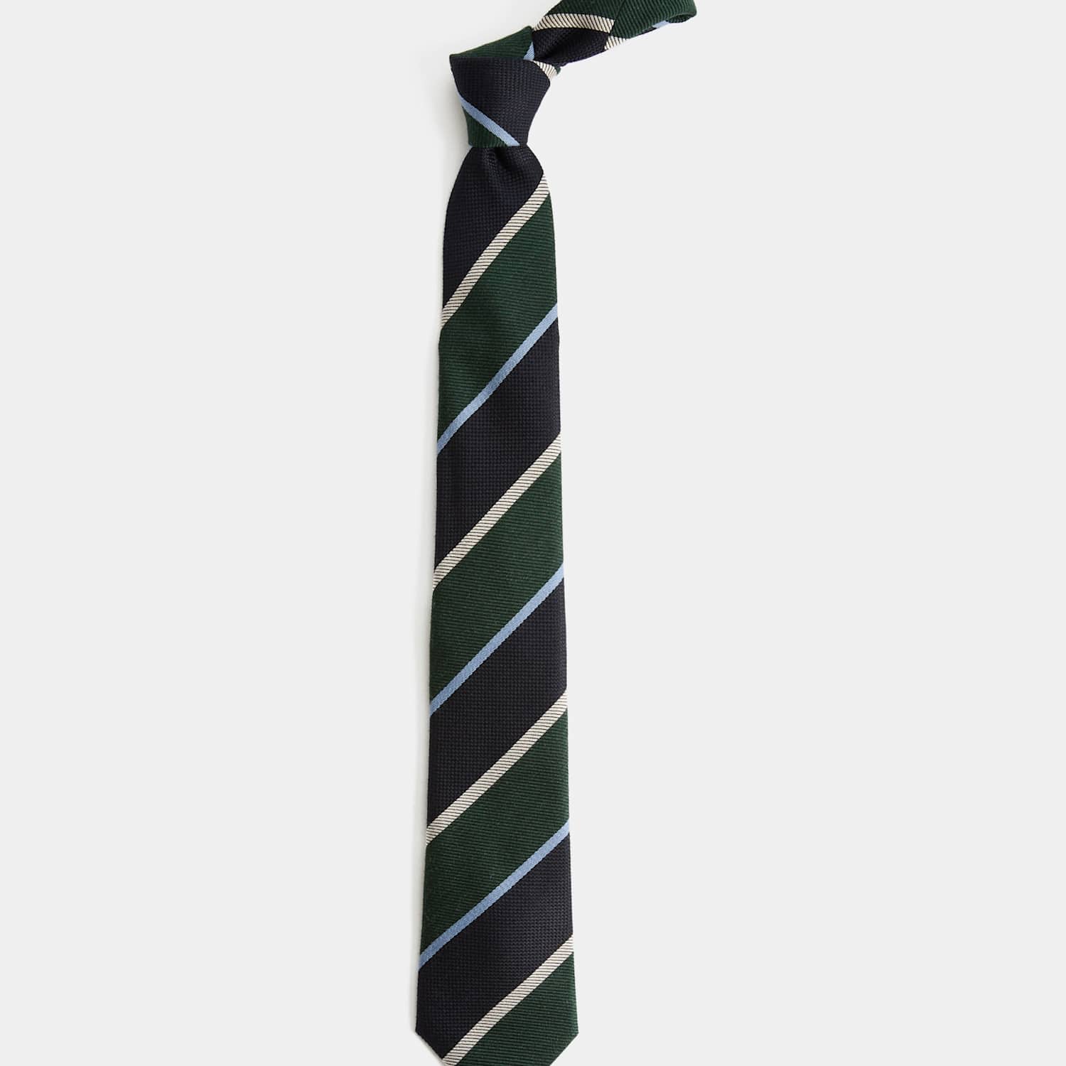 M&S Sartorial Men's Wool Rich Striped Tie with Silk - Green Mix
