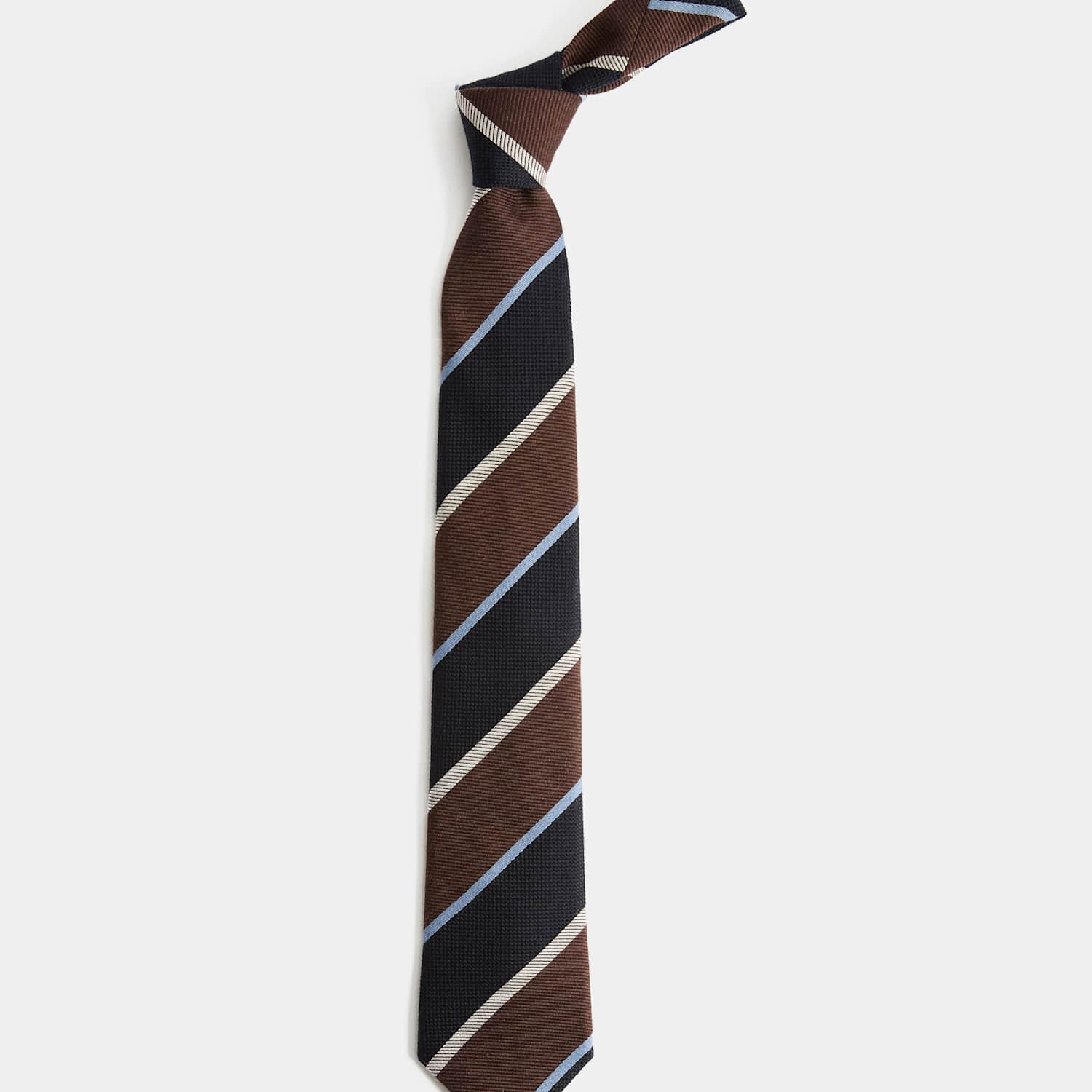 M&S Sartorial Men's Wool Rich Striped Tie with Silk - Brown Mix