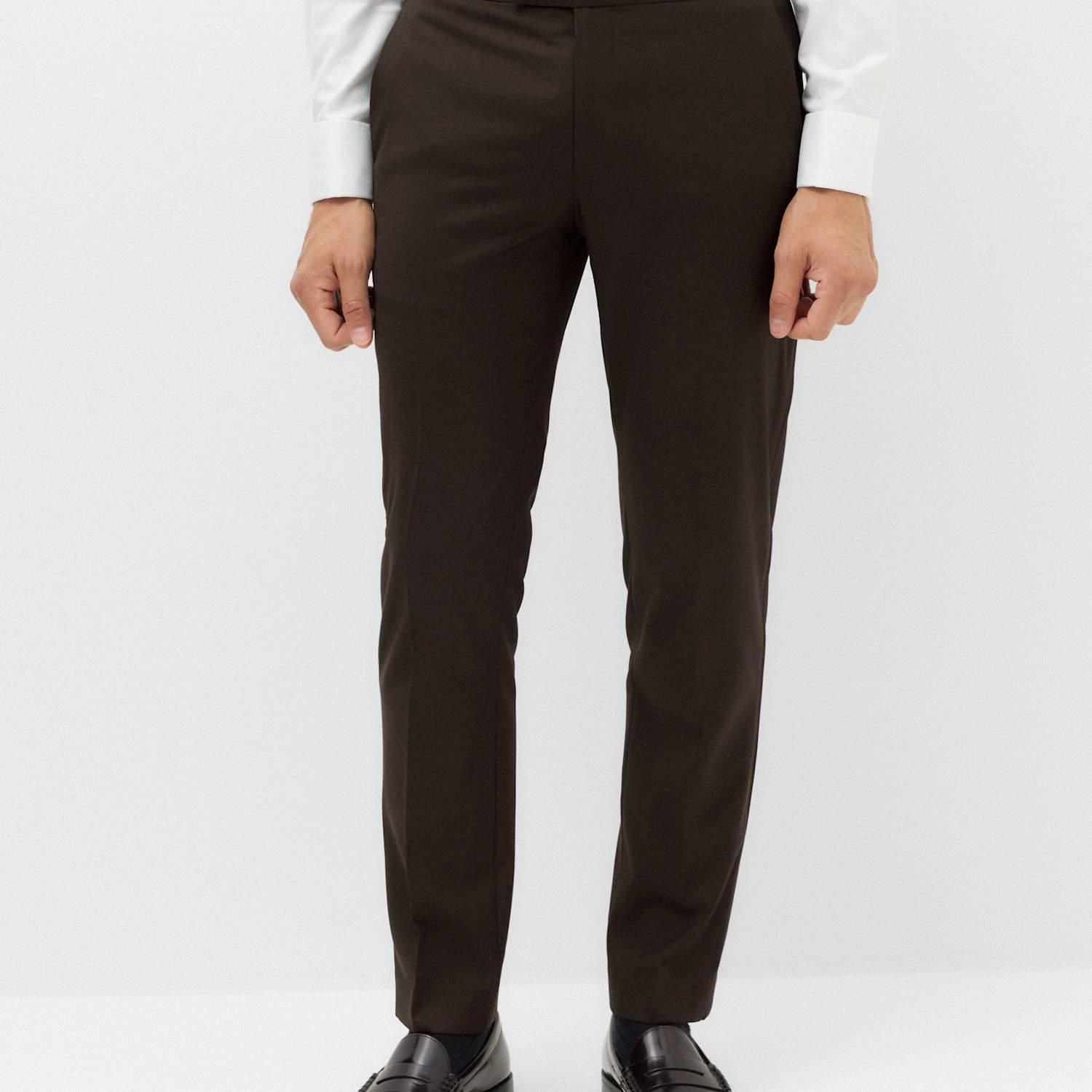 M&S Men's Tailored Fit Tuxedo Trousers - 40 - Brown