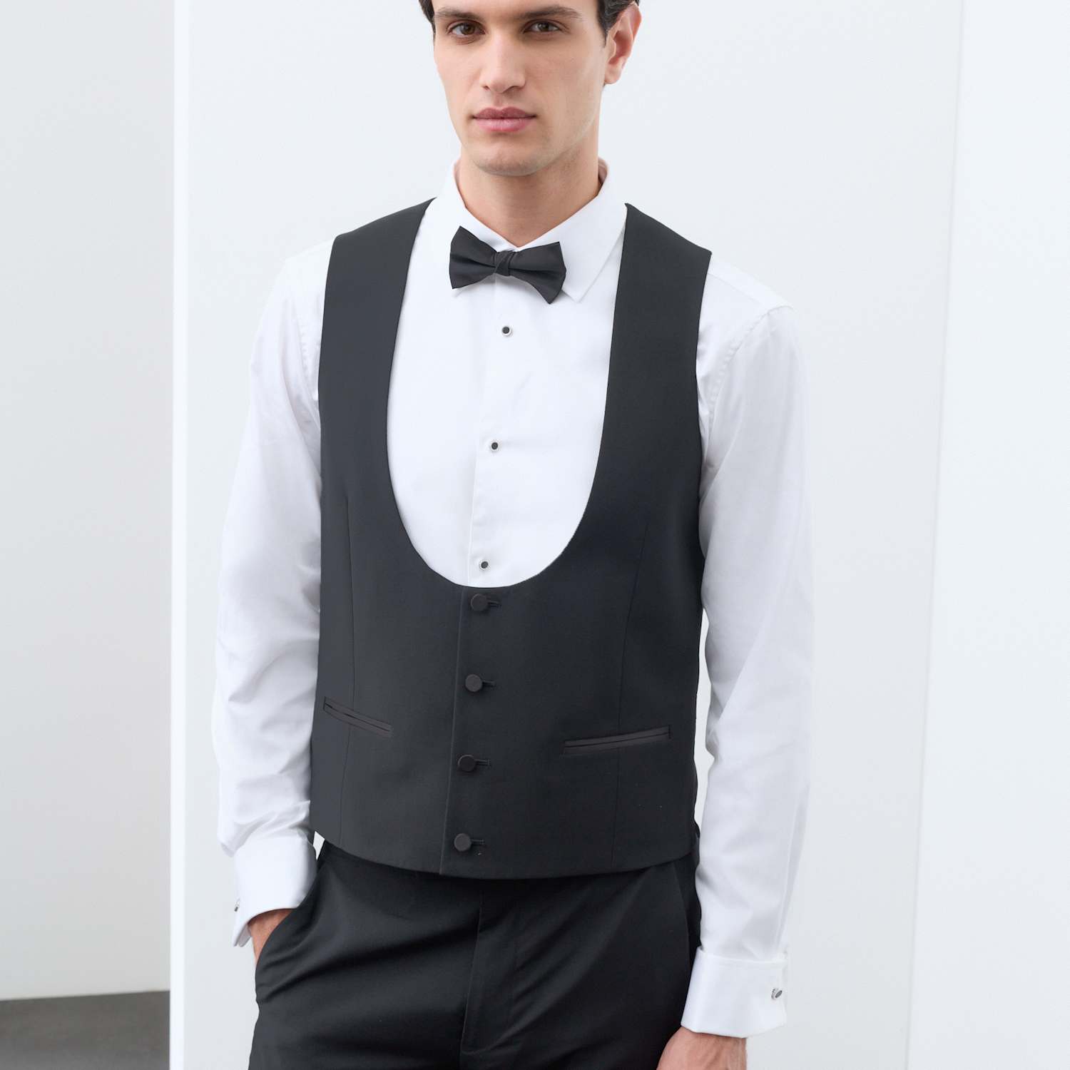 Autograph Men's Performance Wool Blend Tuxedo Waistcoat - 40 - Black