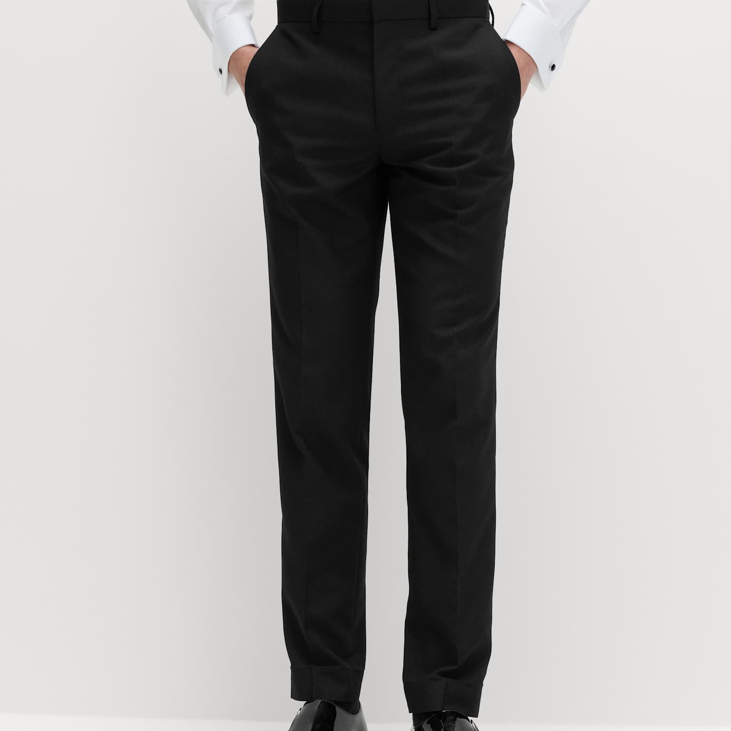 M&S Men's Slim Fit Tuxedo Trousers - 30 - Black