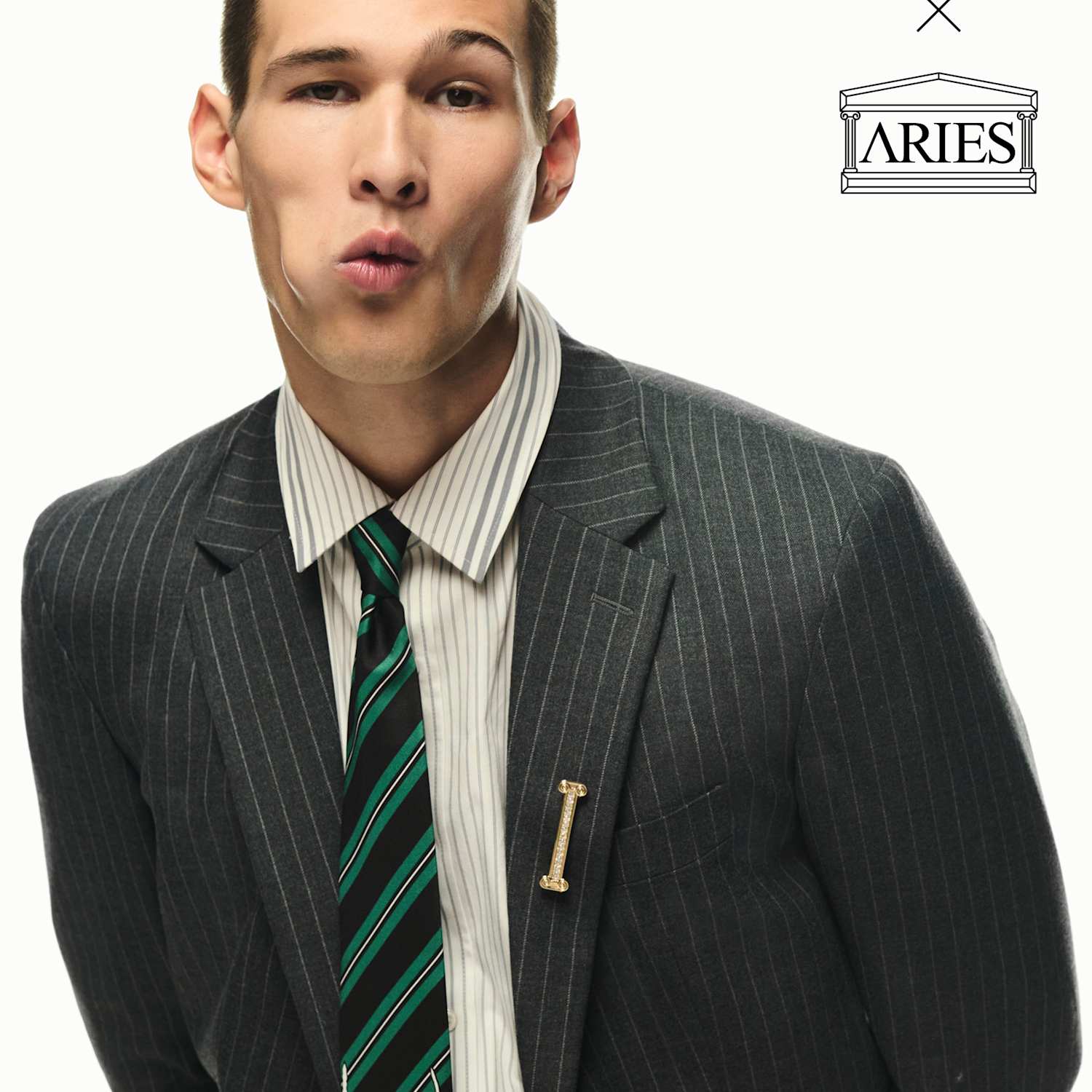 M&S X Aries Men's Striped Jacquard Pure Silk Tie - Multi