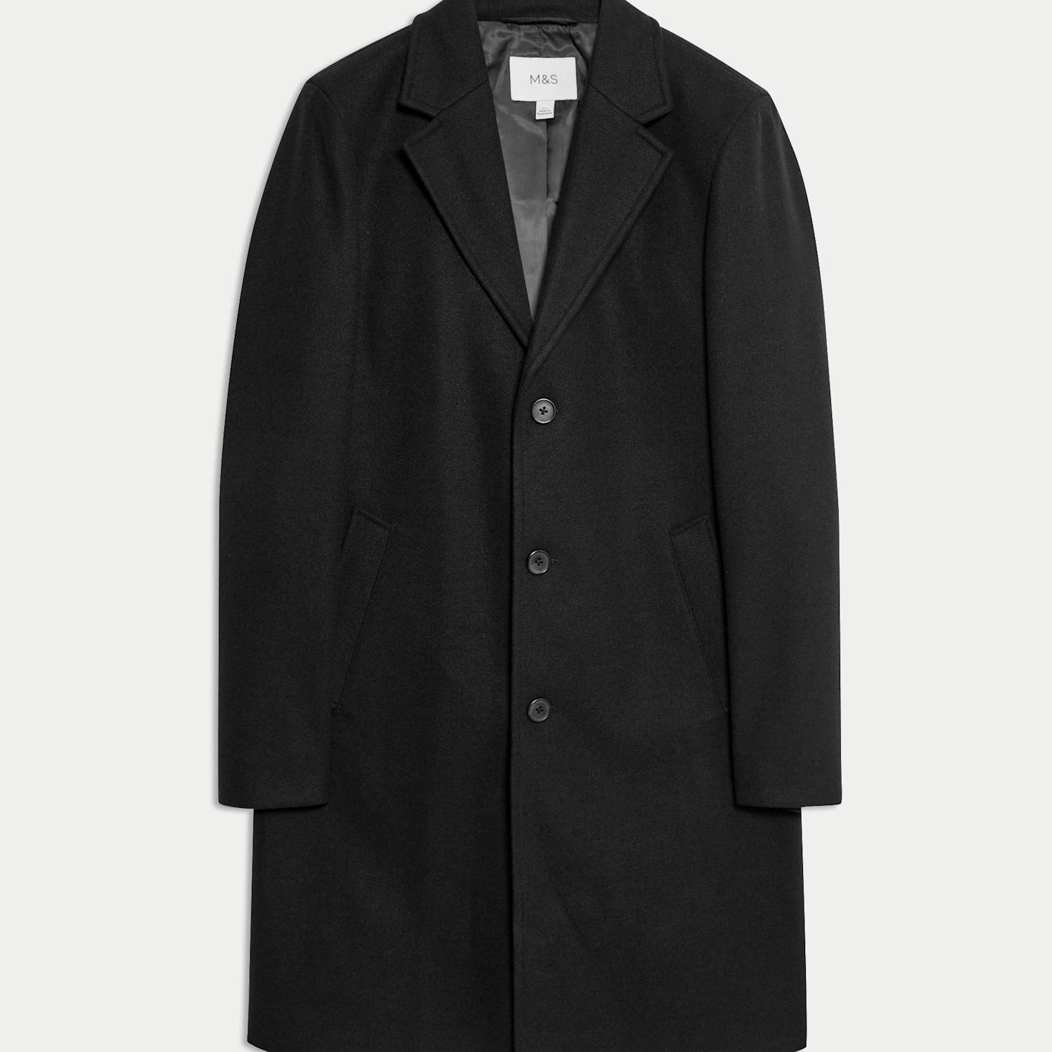 M&S Men's Revere Overcoat - M - Black
