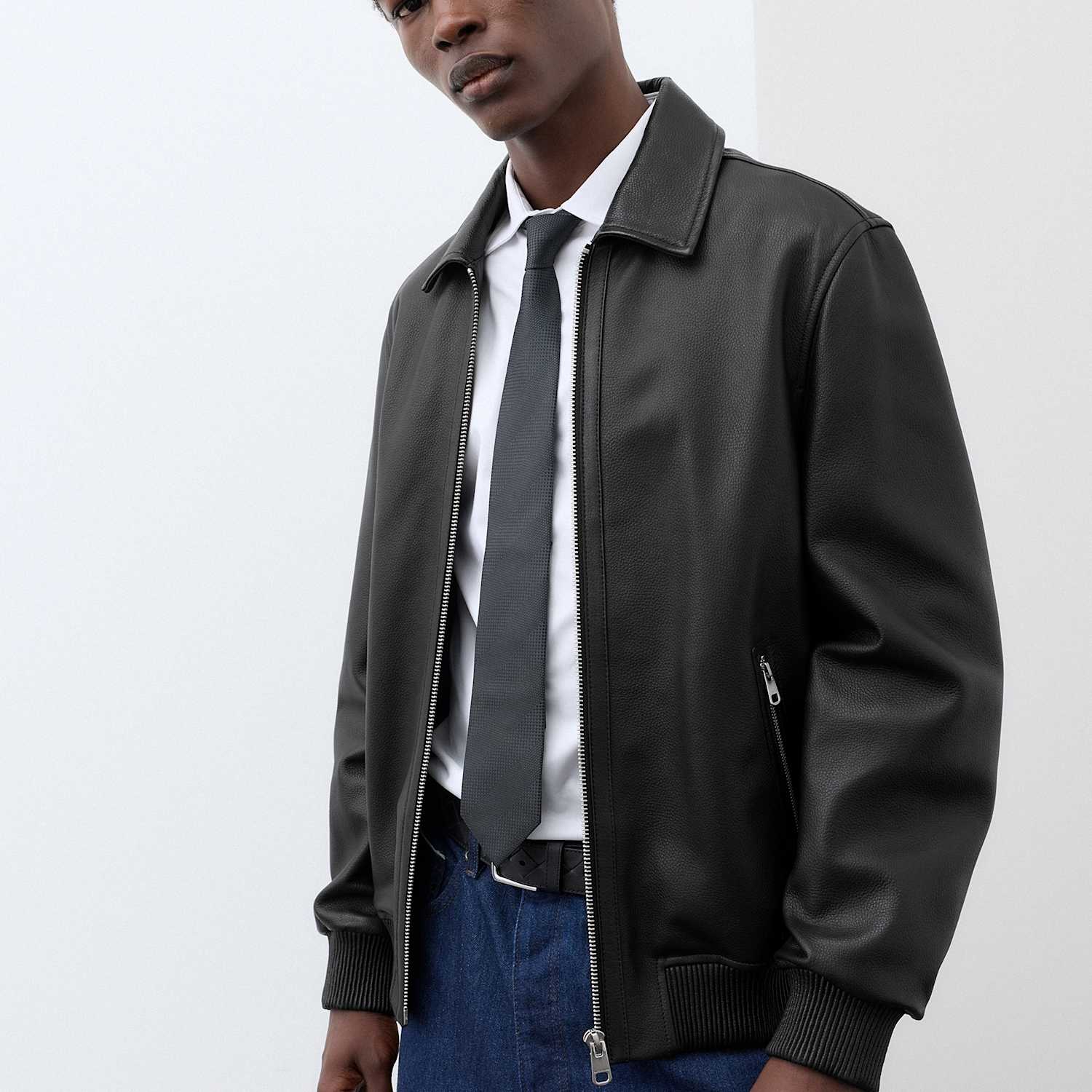 Autograph Men's Leather Harrington Jacket - L - Black