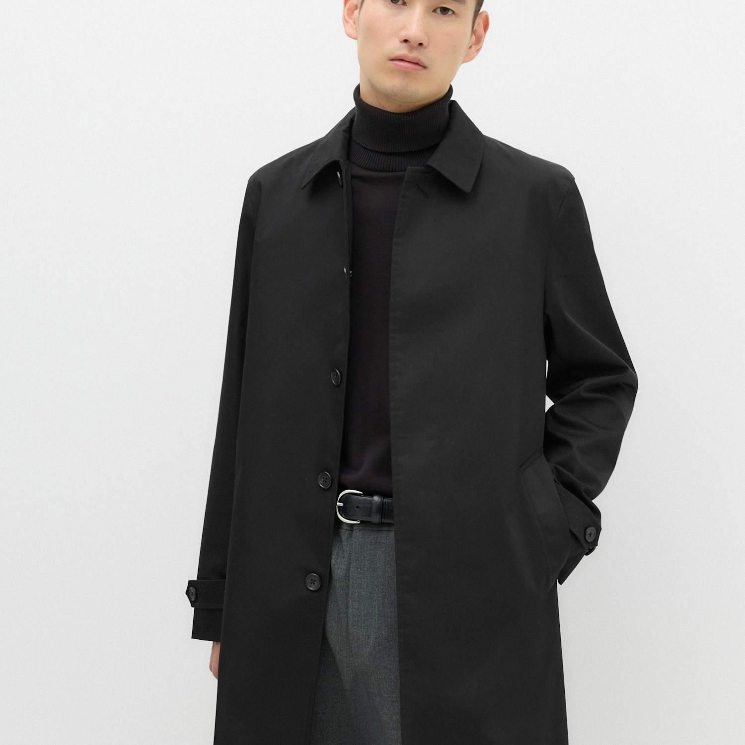 M&S Men's Cotton Blend Car Coat Mac - M - Black