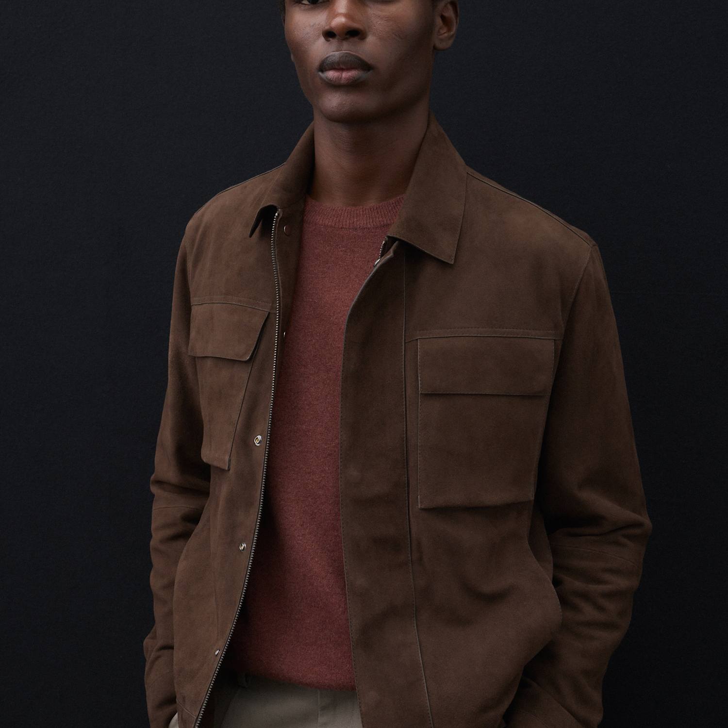 Autograph Men's Suede Trucker Jacket - L - Bitter Chocolate