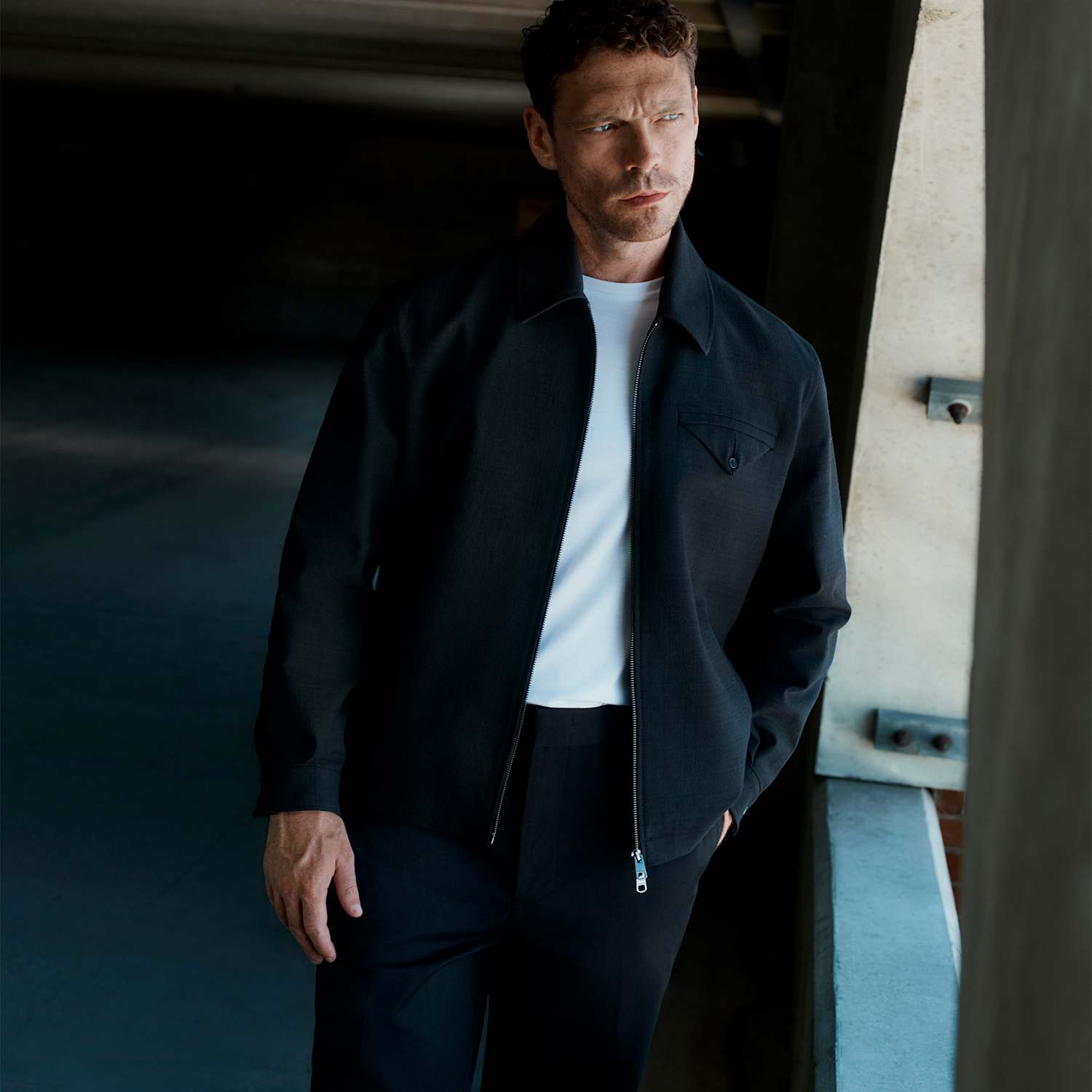 Autograph Men's Textured Harrington Jacket - L - Black