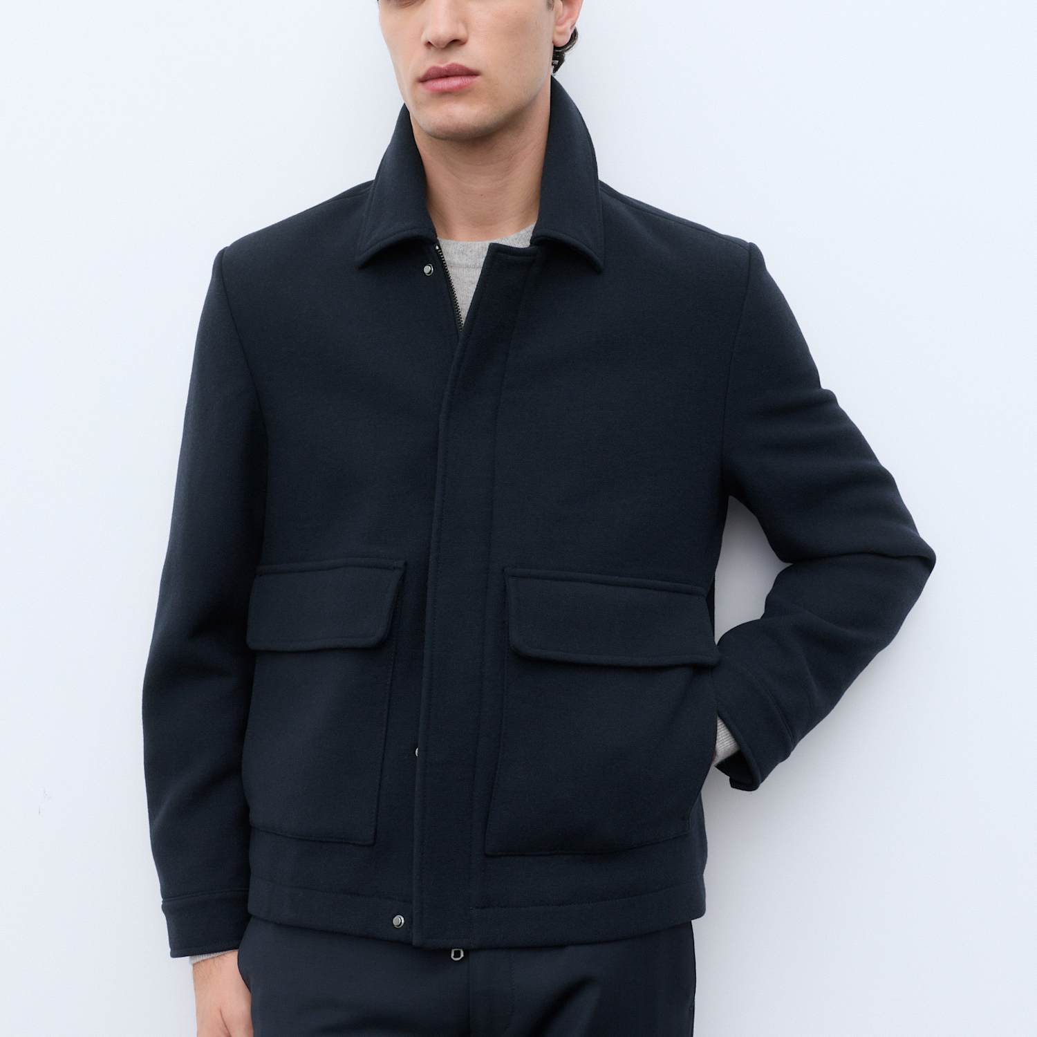 Autograph Men's Wool Blend Melton Jacket - XL - Dark Navy