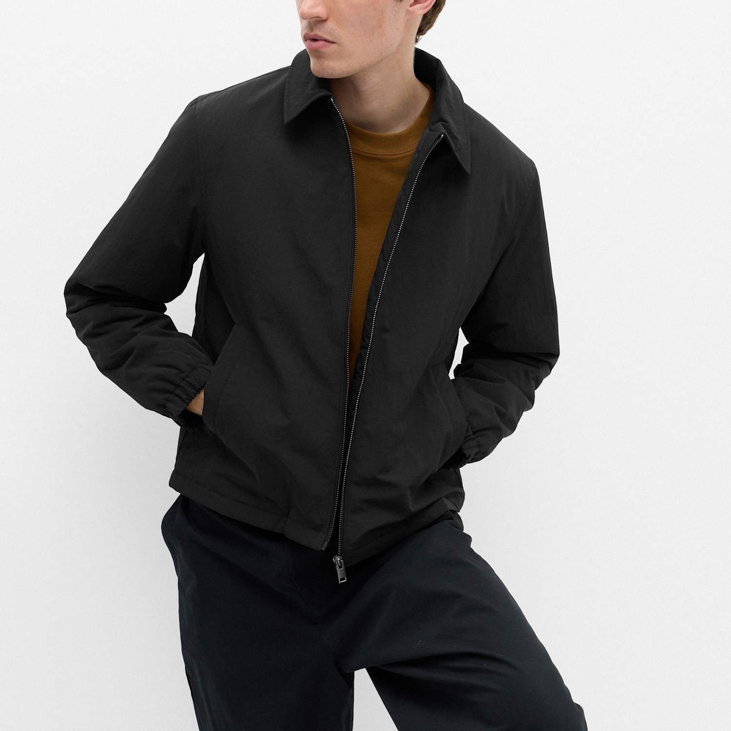 M&S Men's Zip Through Padded Harrington Jacket - XL - Black